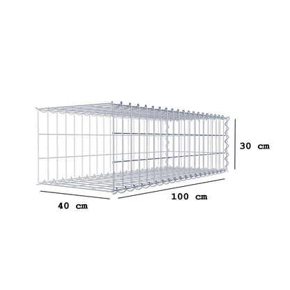 Opvokset gabion type 2 100 cm x 30 cm x 40 cm (L x H x D), maskestørrelse 5 cm x 10 cm, spiral
