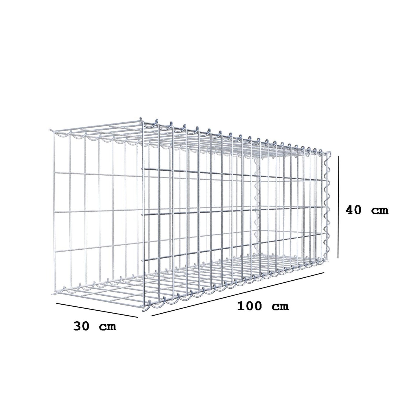 Aangegroeide schanskorf type 2 100 cm x 40 cm x 30 cm (L x H x D), maaswijdte 5 cm x 10 cm, spiraal