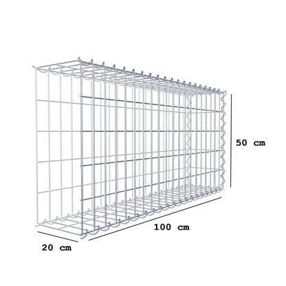 Extra gabion typ 2 100 cm x 50 cm x 20 cm (L x H x D), maskstorlek 5 cm x 10 cm, spiral