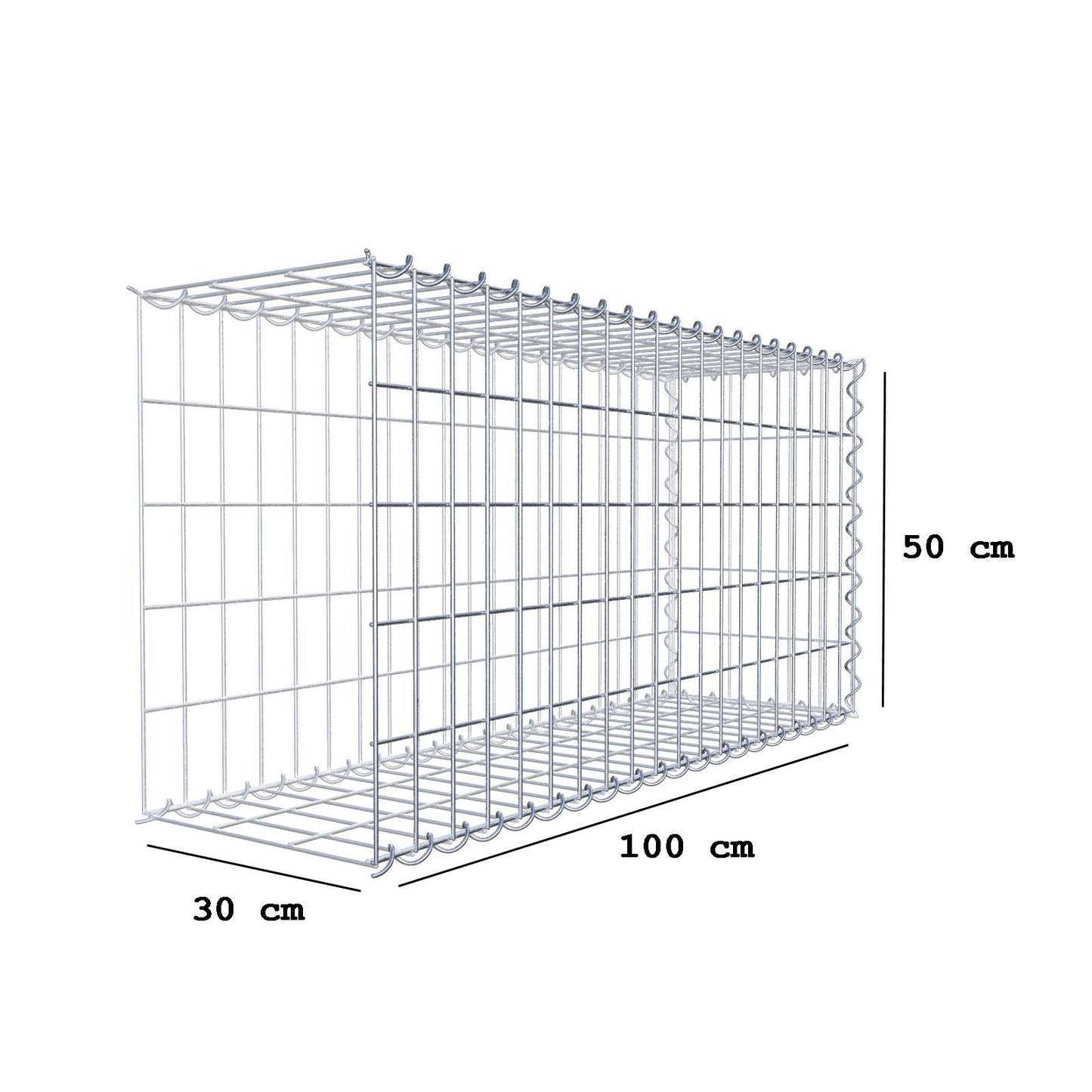 Gabião tipo 2 100 cm x 50 cm x 30 cm (C x A x P), malhagem 5 cm x 10 cm, espiral