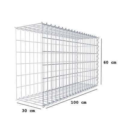 Grown-on gabion type 2 100 cm x 60 cm x 30 cm (L x H x D), mesh size 5 cm x 10 cm, spiral