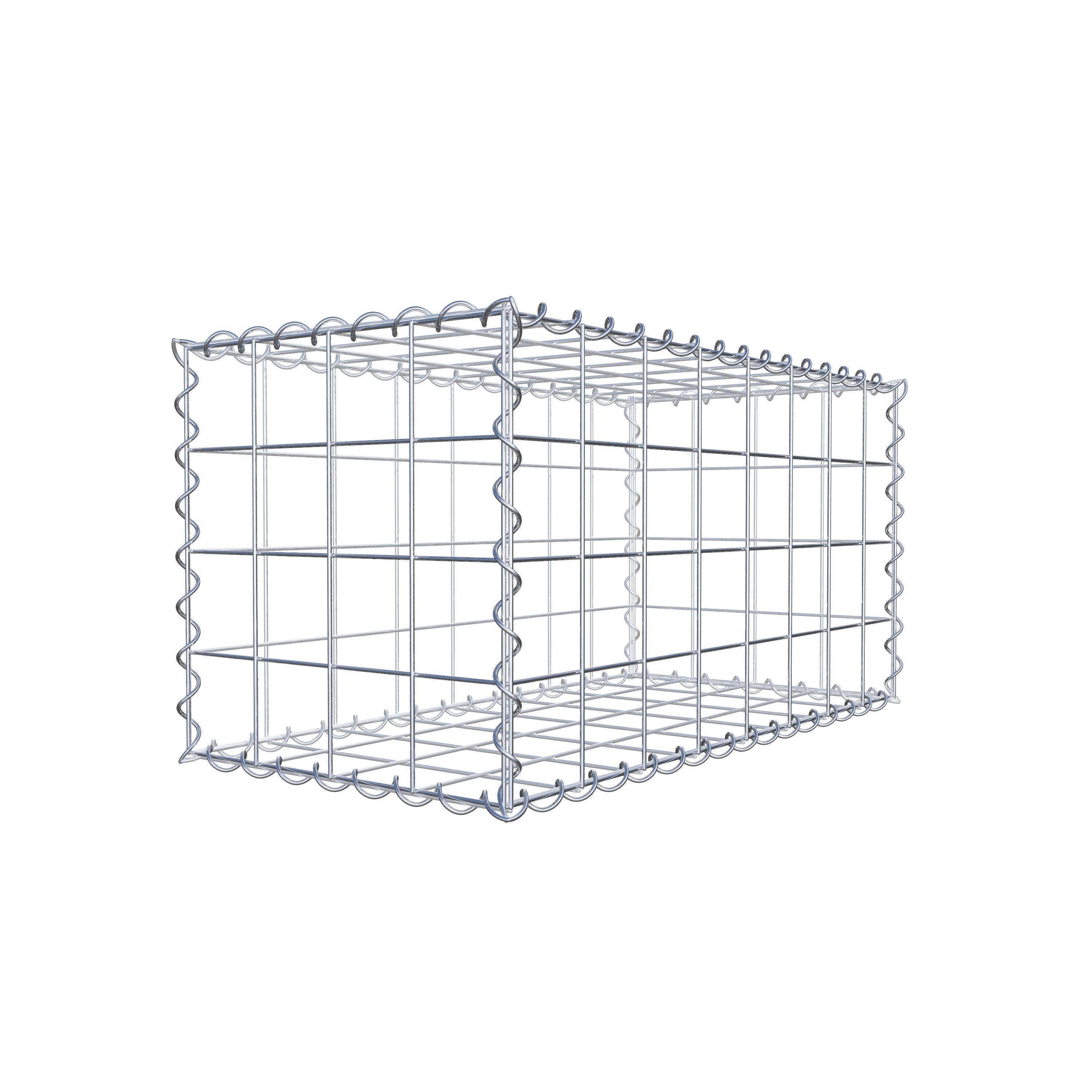 Schanskorf 80 cm x 40 cm x 40 cm (L x H x D), maaswijdte 10 cm x 10 cm, spiraalvormig