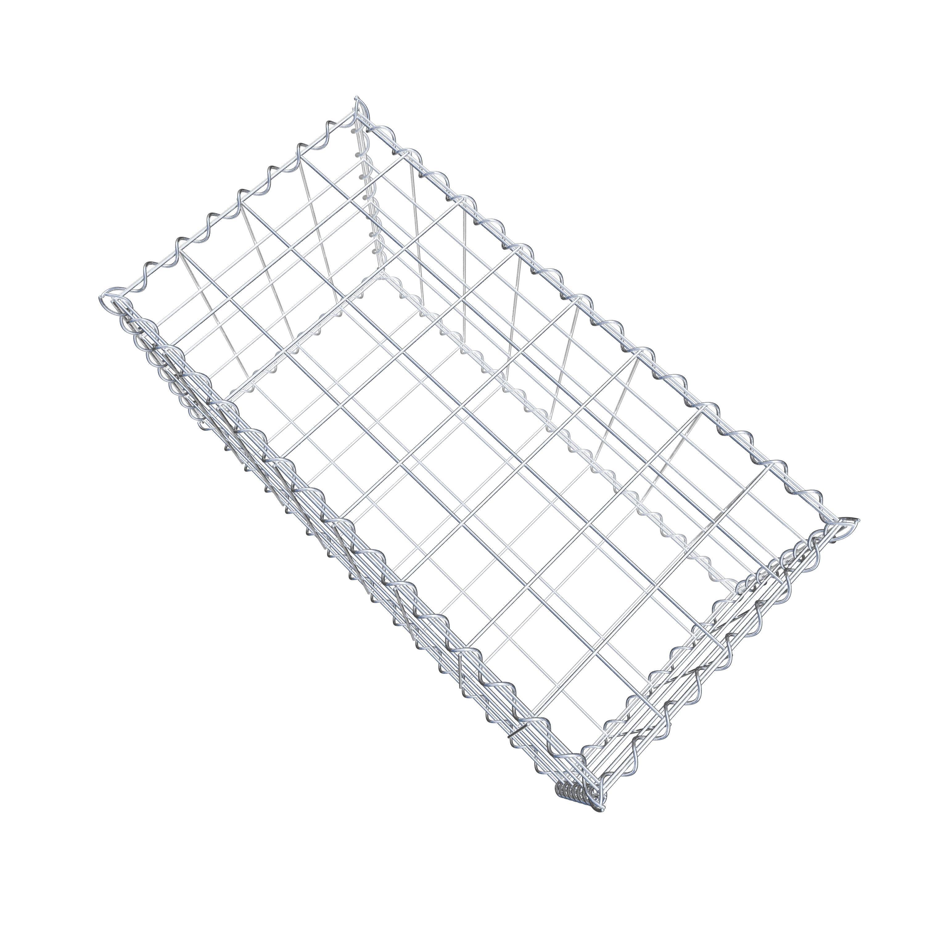 Schanskorf 80 cm x 40 cm x 40 cm (L x H x D), maaswijdte 10 cm x 10 cm, spiraalvormig