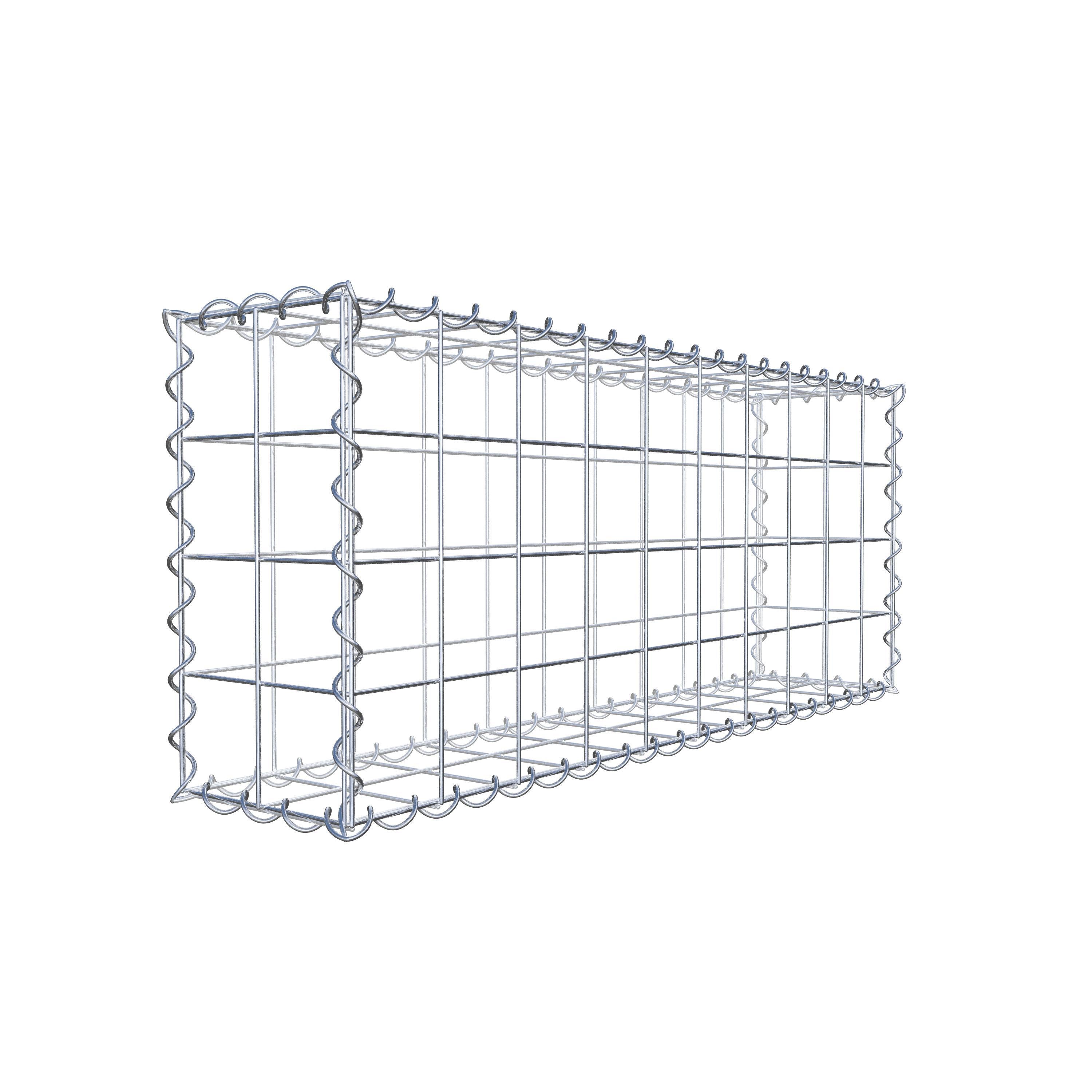 Schanskorf 100 cm x 40 cm x 20 cm (L x H x D), maaswijdte 10 cm x 10 cm, spiraalvormig