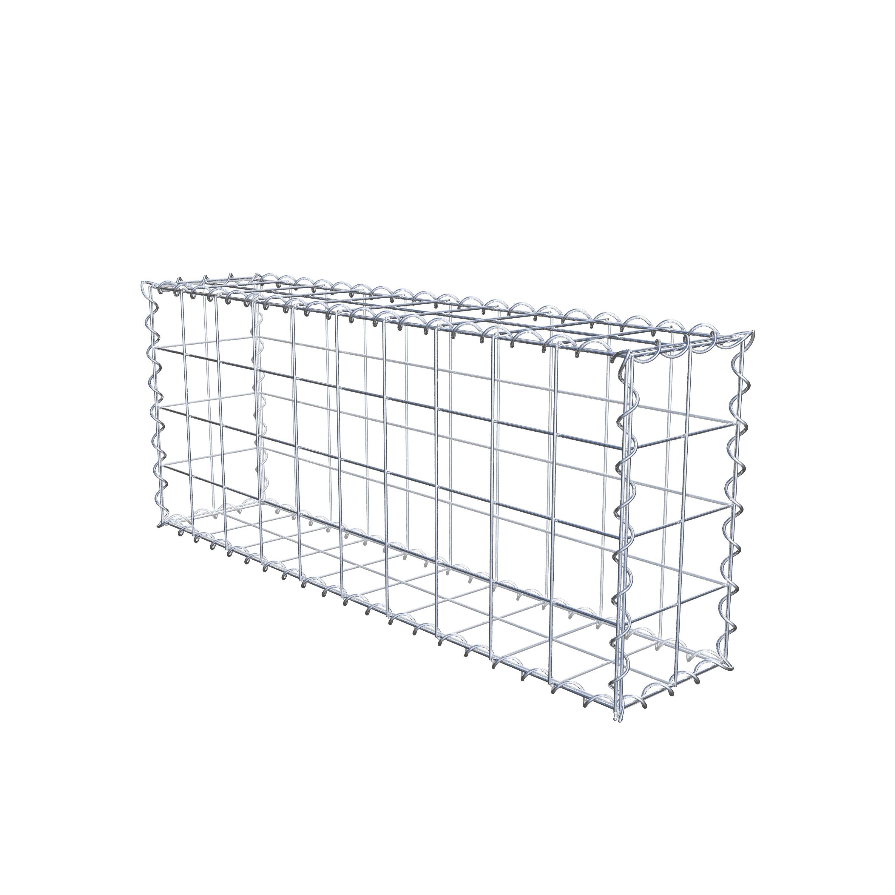 Schanskorf 100 cm x 40 cm x 20 cm (L x H x D), maaswijdte 10 cm x 10 cm, spiraalvormig