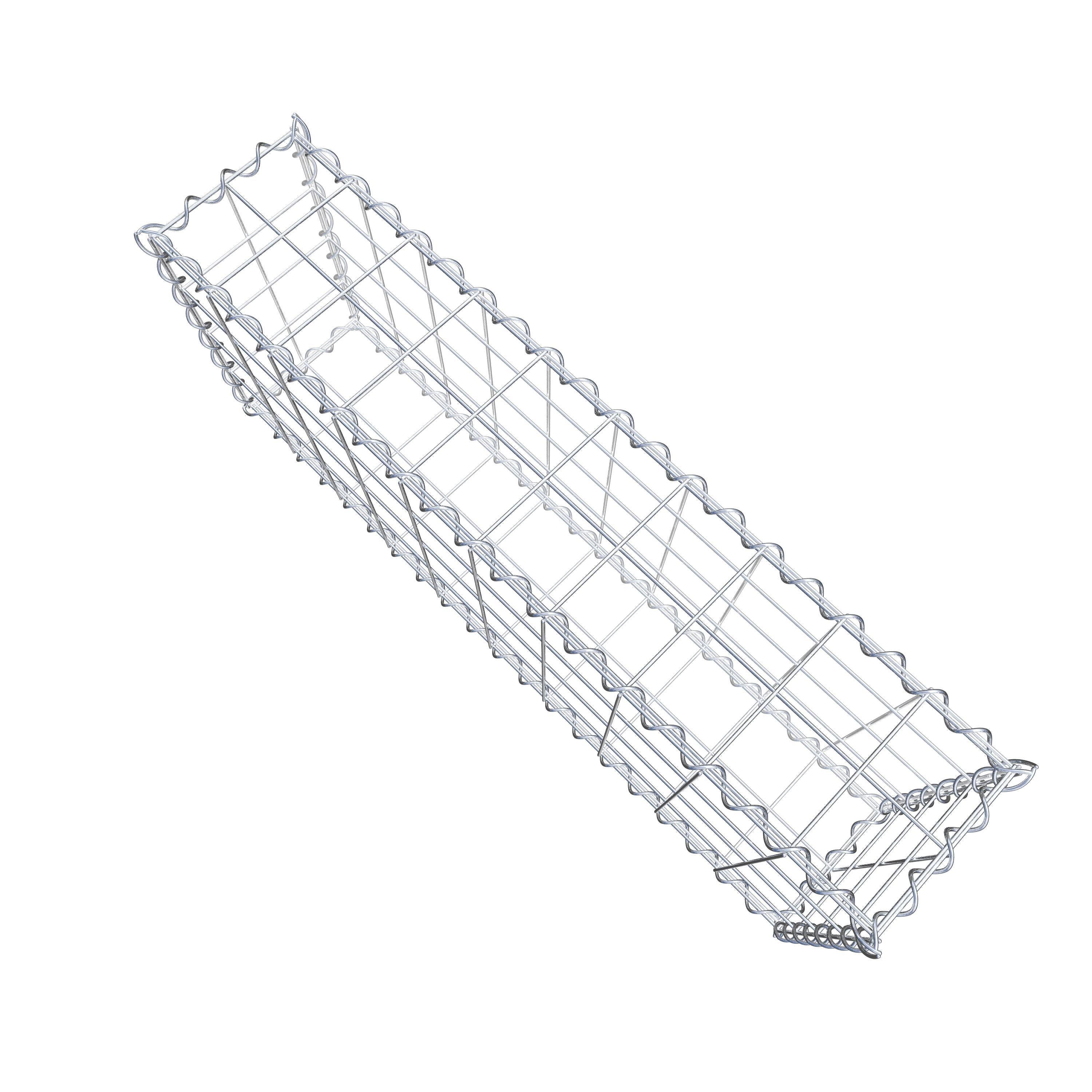 Schanskorf 100 cm x 40 cm x 20 cm (L x H x D), maaswijdte 10 cm x 10 cm, spiraalvormig