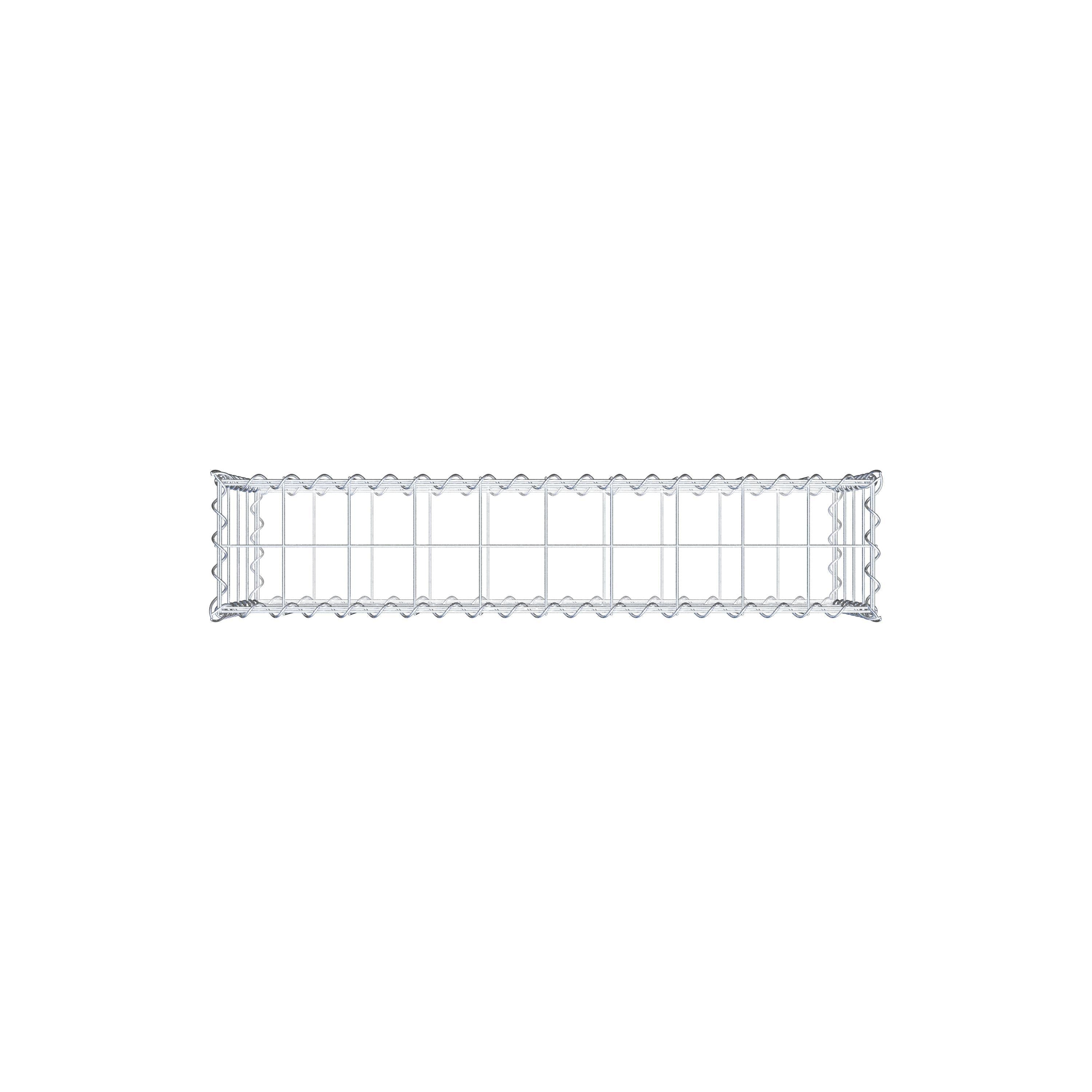 Schanskorf 100 cm x 40 cm x 20 cm (L x H x D), maaswijdte 10 cm x 10 cm, spiraalvormig