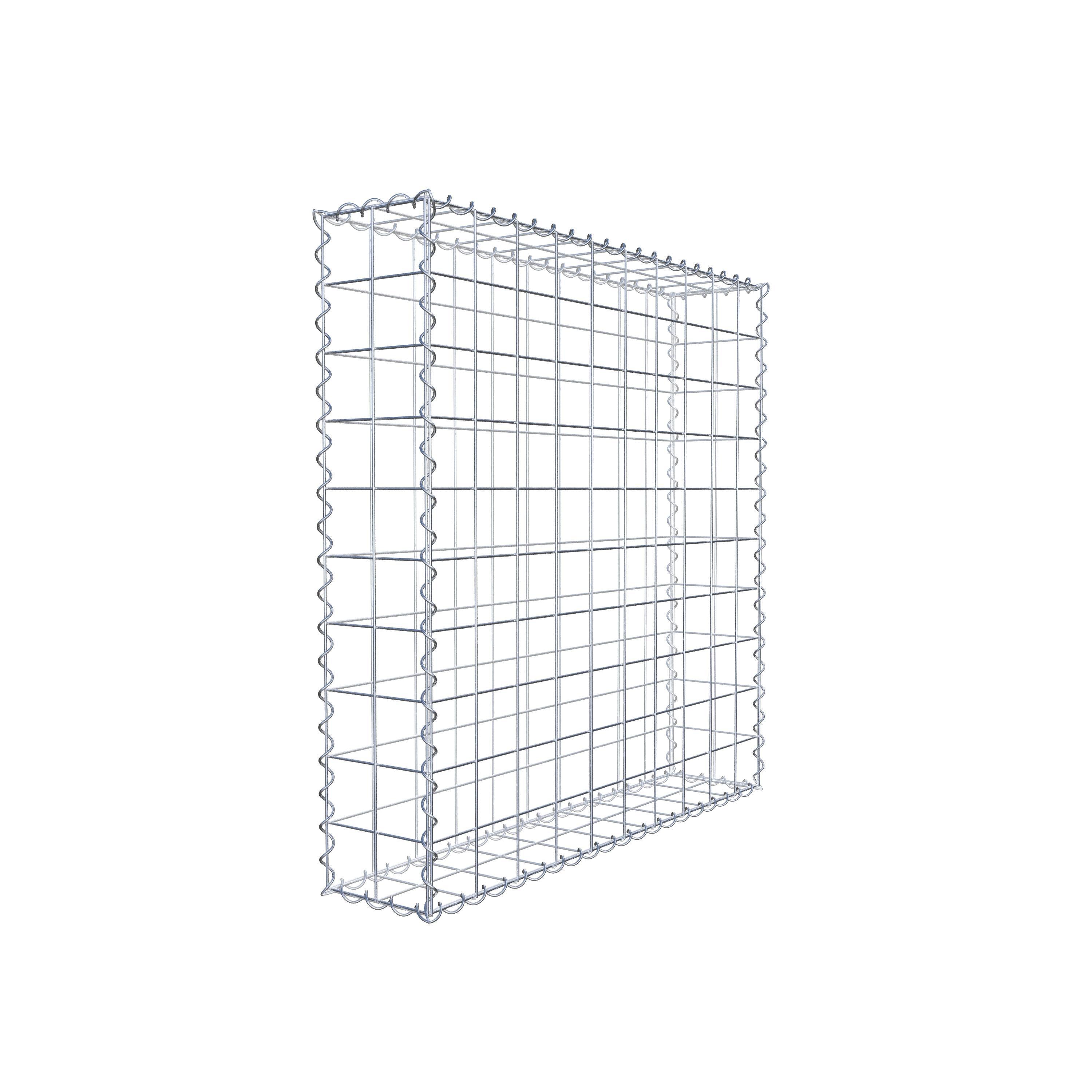 Gabião 100 cm x 100 cm x 20 cm (C x A x P), malhagem 10 cm x 10 cm, espiral