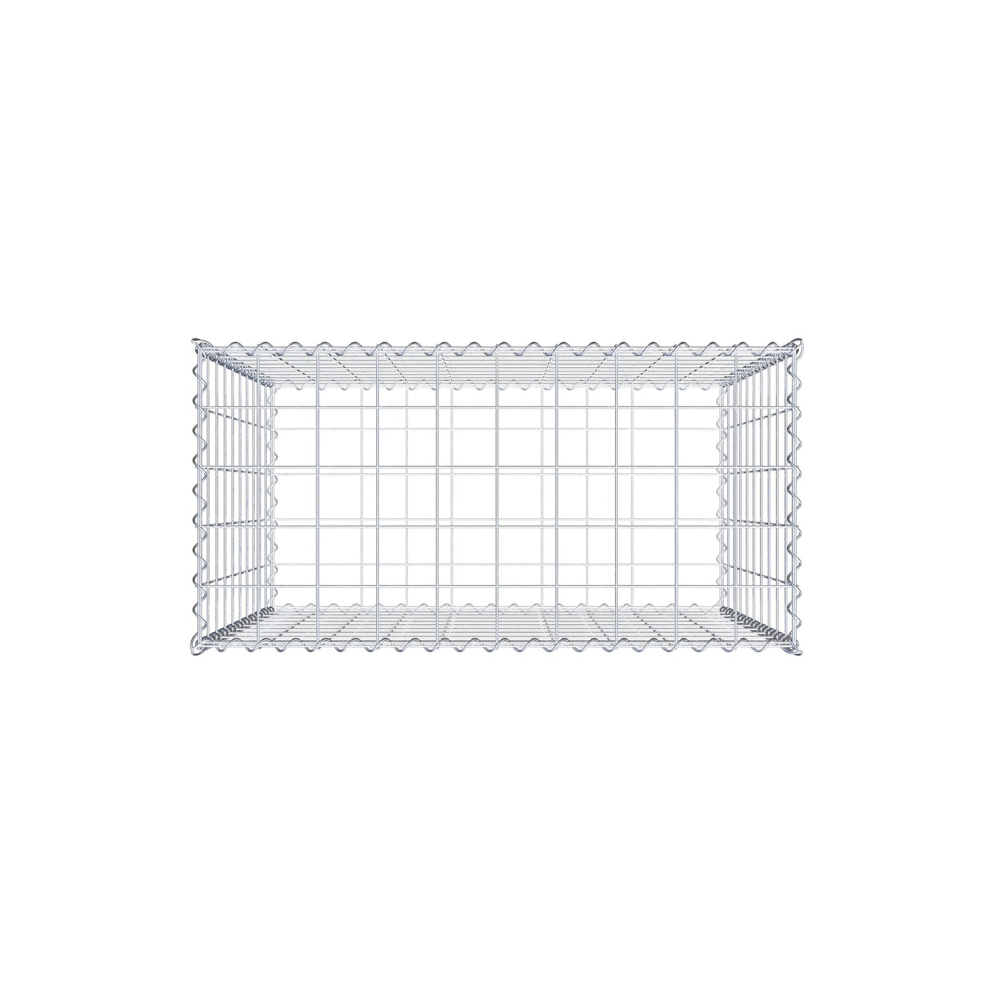 Schanskorf 100 cm x 100 cm x 50 cm (L x H x D), maaswijdte 10 cm x 10 cm, spiraalvormig