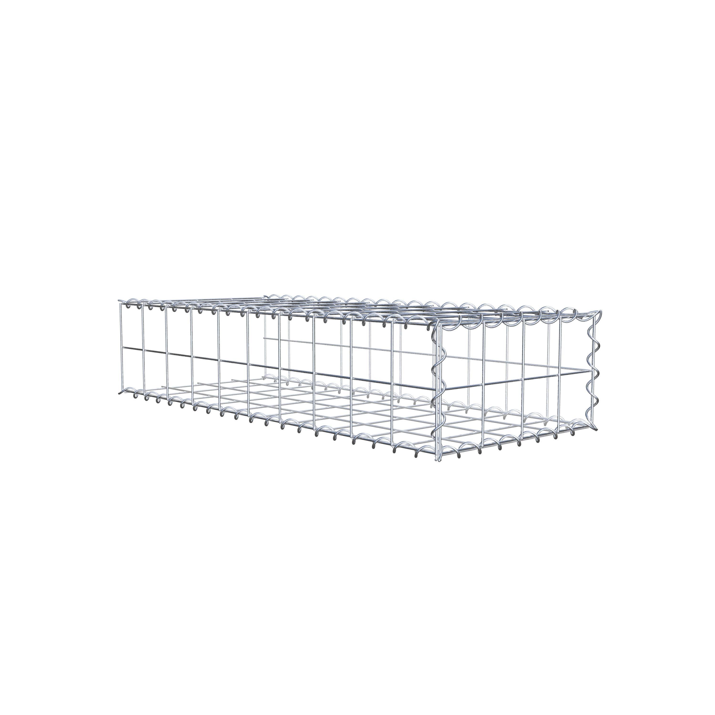 Opvokset gabion type 2 100 cm x 20 cm x 40 cm (L x H x D), maskestørrelse 10 cm x 10 cm, spiral
