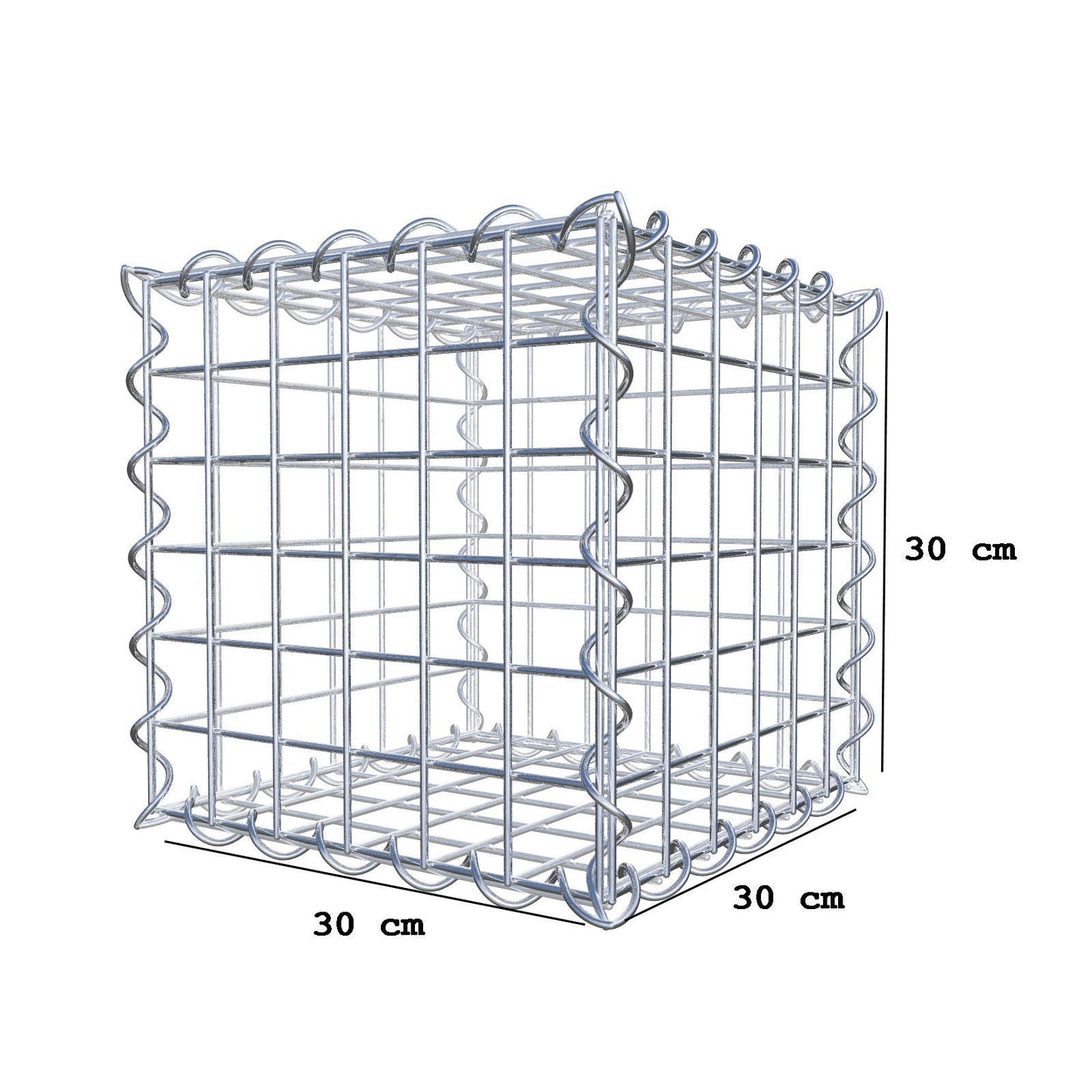 Gabion 30 cm x 30 cm x 30 cm (L x H x P), mailles 5 cm x 5 cm, spirale