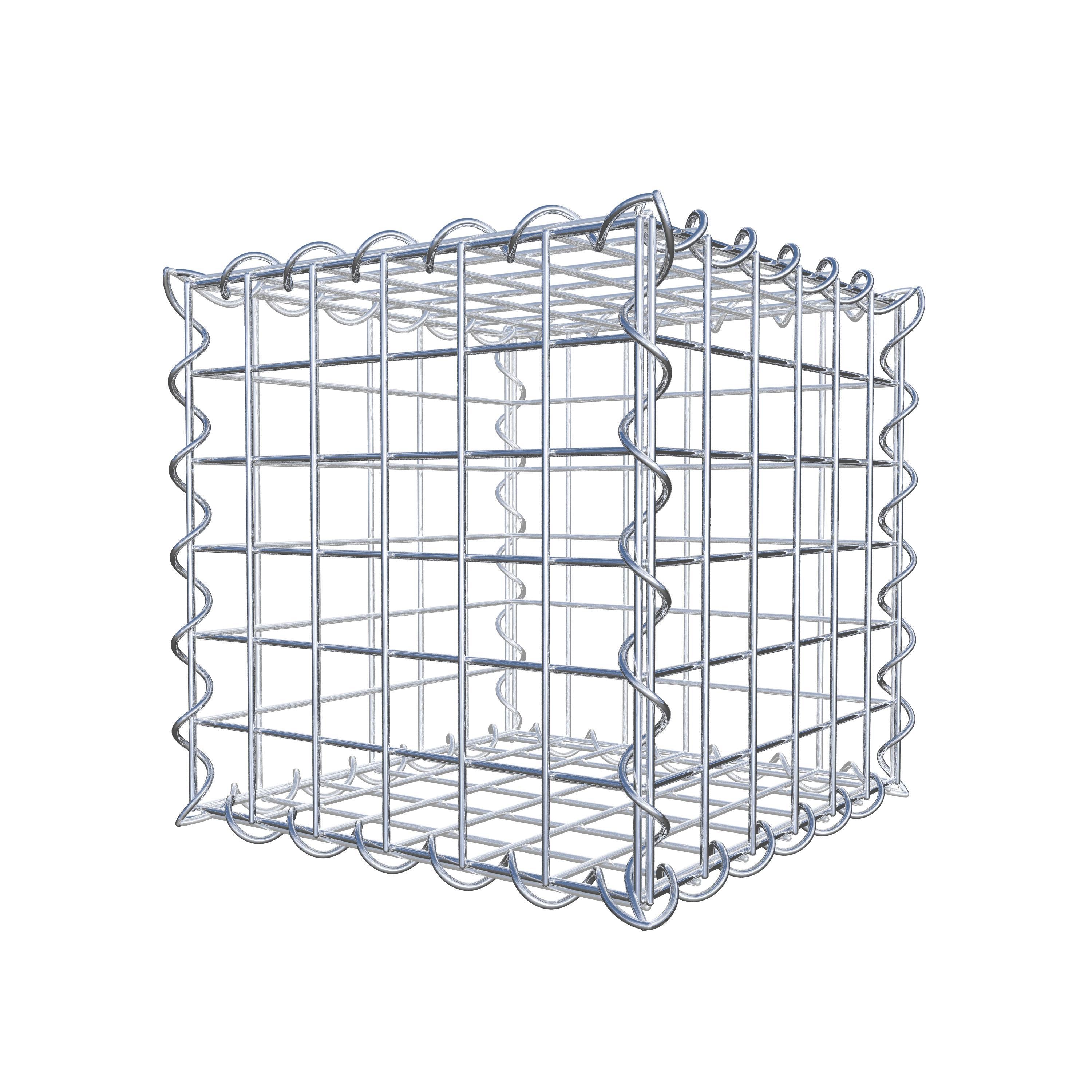 Schanskorf 30 cm x 30 cm x 30 cm (L x H x D), maaswijdte 5 cm x 5 cm, spiraalvormig