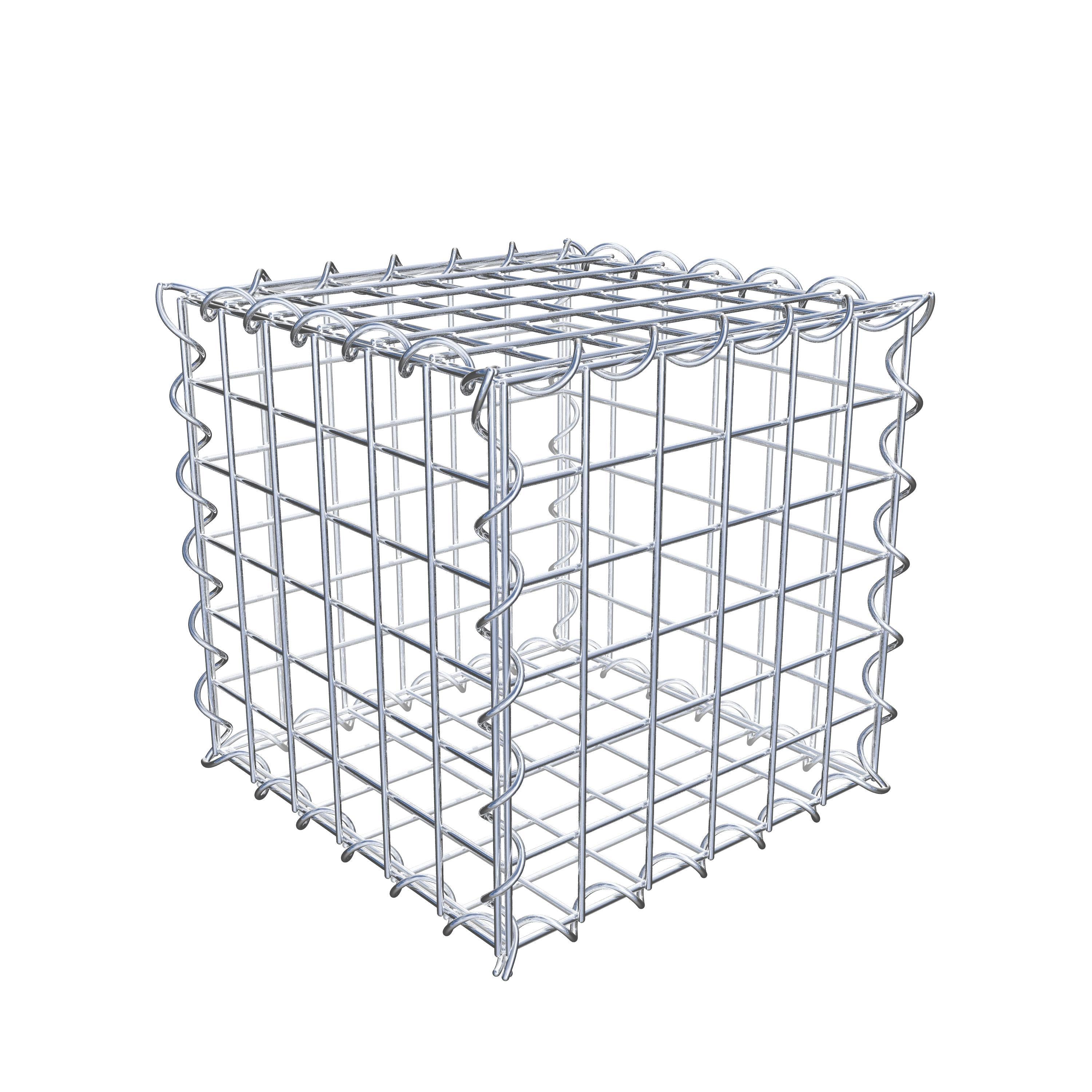 Schanskorf 30 cm x 30 cm x 30 cm (L x H x D), maaswijdte 5 cm x 5 cm, spiraalvormig