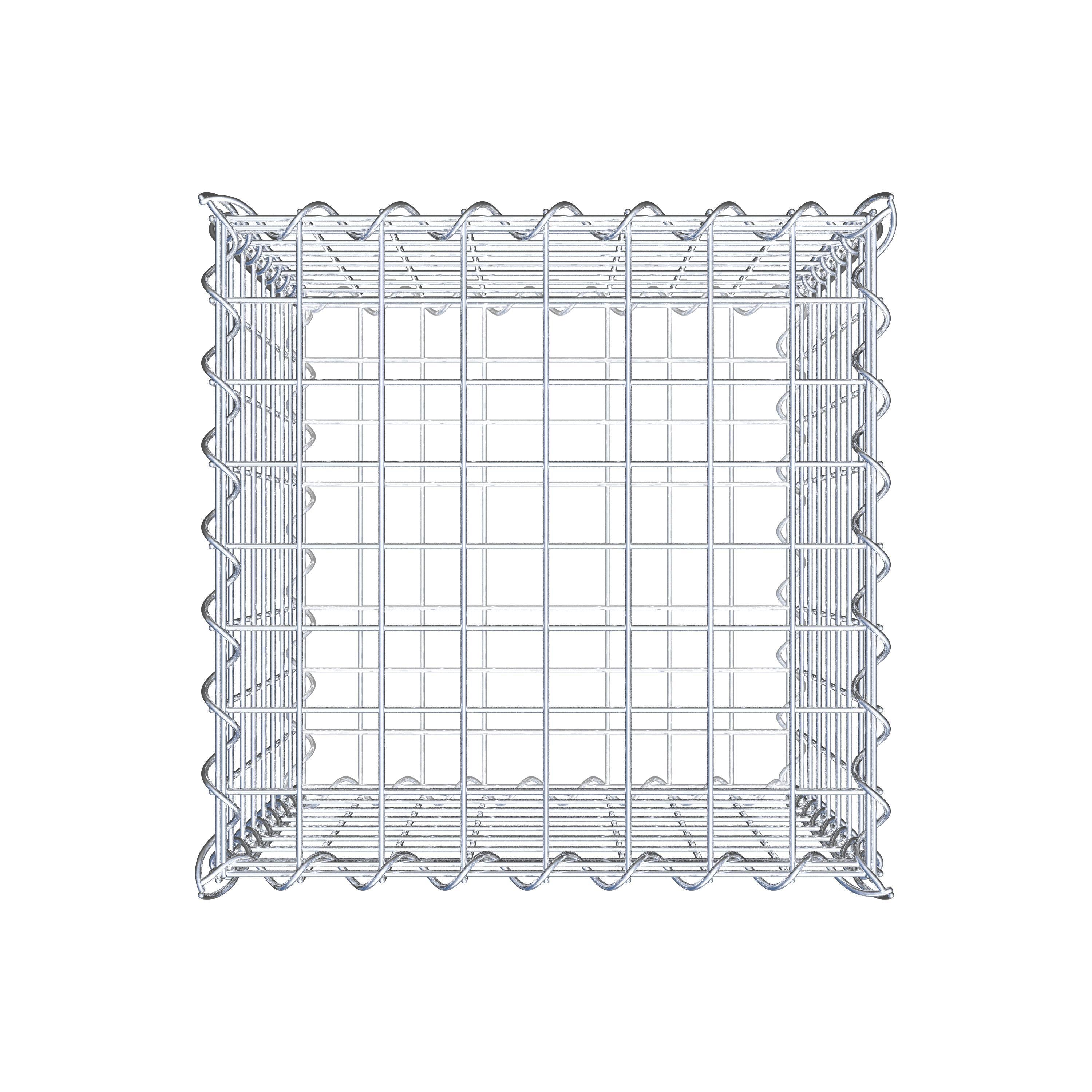 Schanskorf 40 cm x 40 cm x 40 cm (L x H x D), maaswijdte 5 cm x 5 cm, spiraalvormig