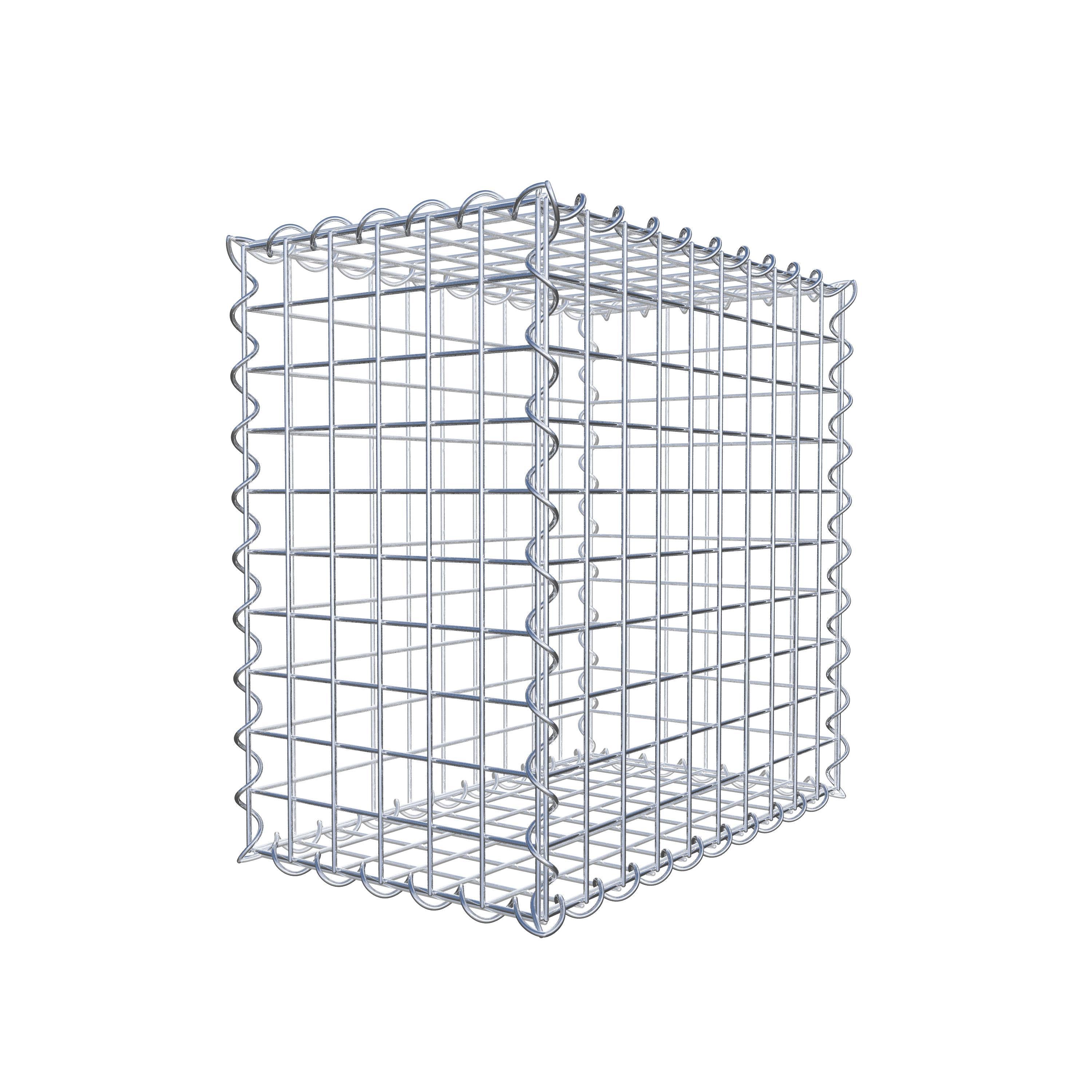 Schanskorf 50 cm x 50 cm x 30 cm (L x H x D), maaswijdte 5 cm x 5 cm, spiraalvormig