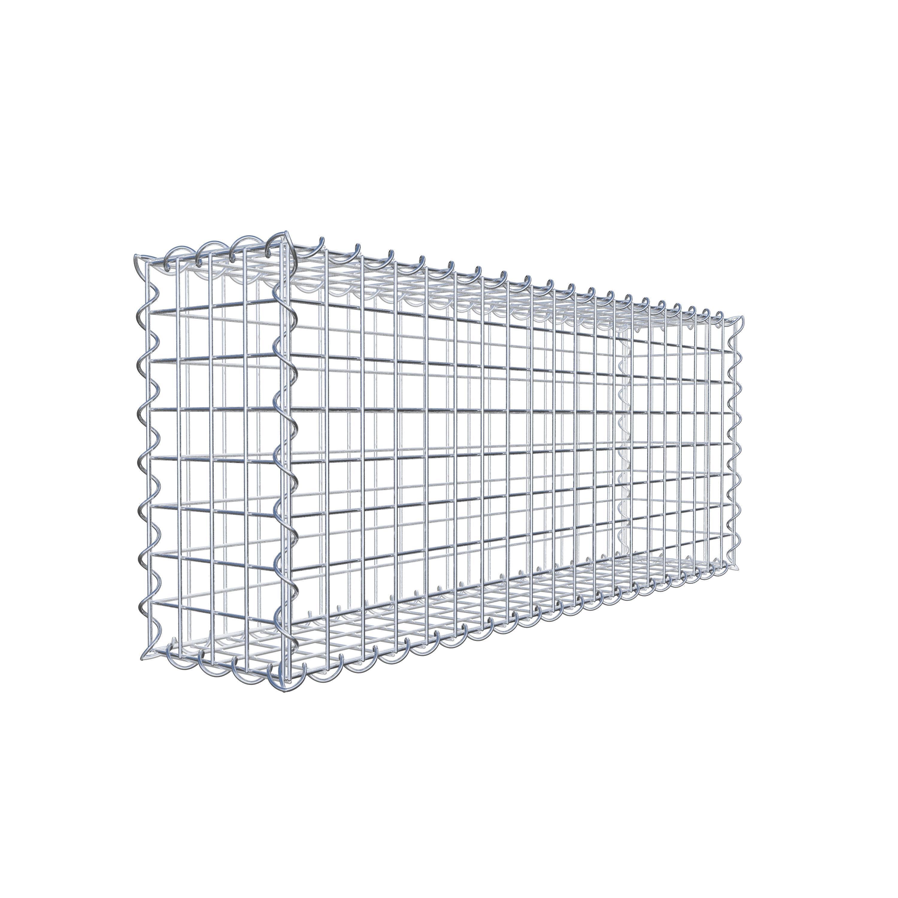 Schanskorf 100 cm x 40 cm x 20 cm (L x H x D), maaswijdte 5 cm x 5 cm, spiraalvormig