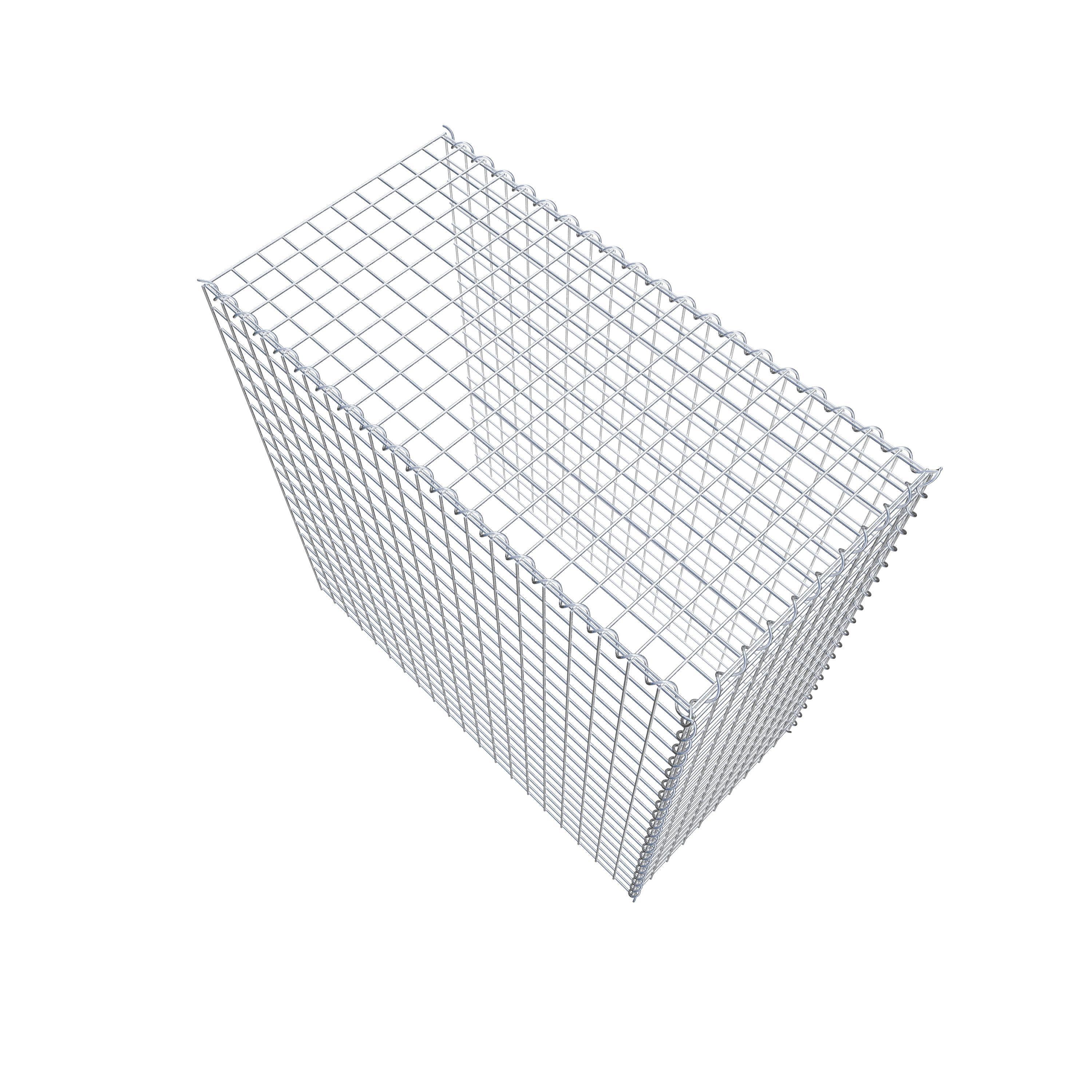 Opbouw schanskorf type 4 100 cm x 100 cm x 50 cm (L x H x D), maaswijdte 5 cm x 5 cm, spiraalvormig