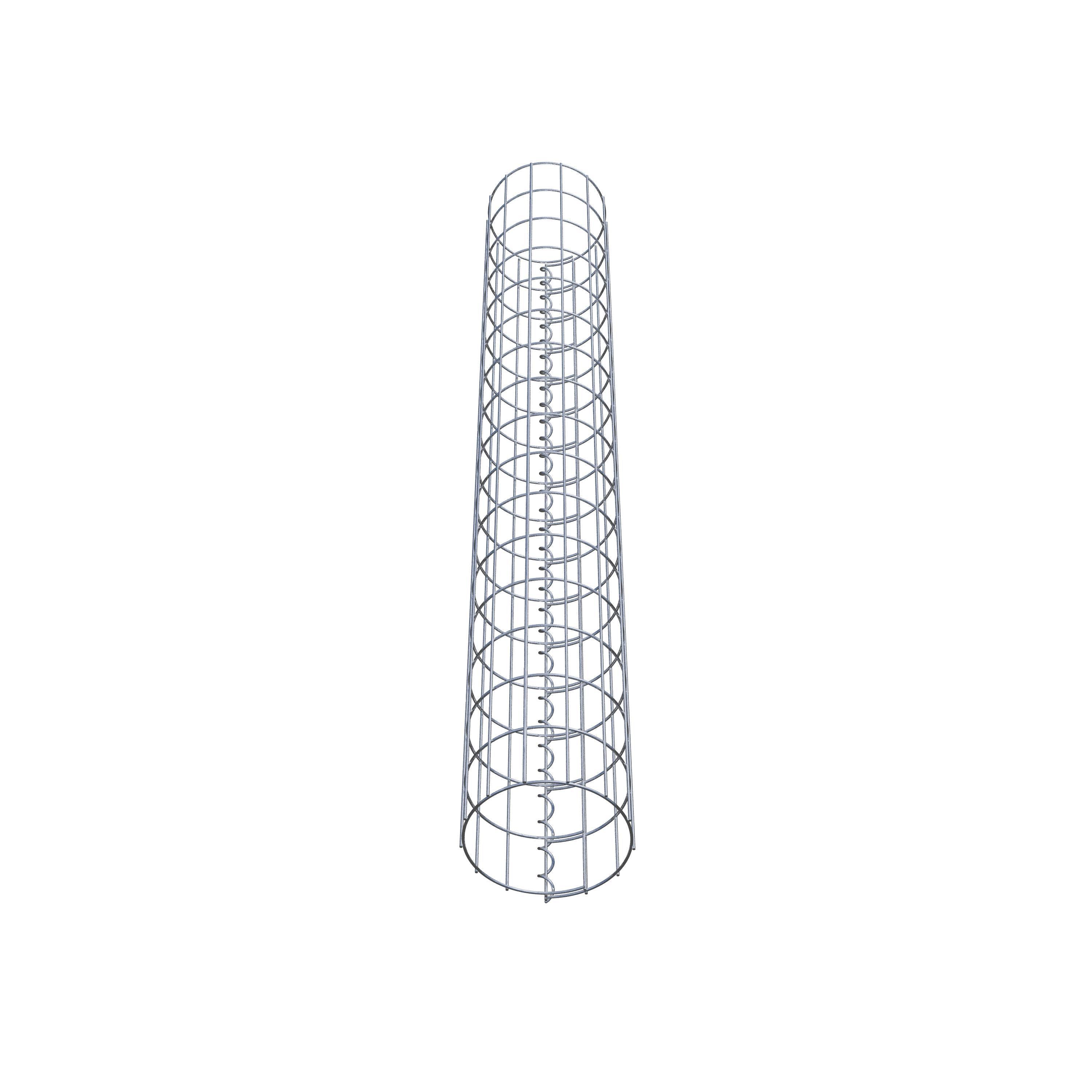 Coluna de gabião com diâmetro de 22 cm, malha redonda de 5 x 10 cm