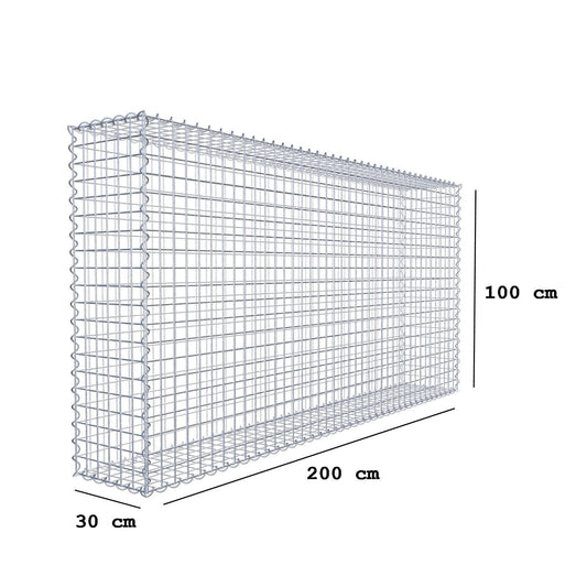 Gabion 200 cm x 100 cm x 30 cm (L x H x P), mailles 5 cm x 5 cm, spirale