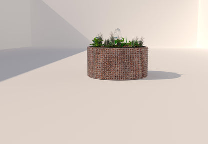 Schanskorven verhoogde vijver, rond, buitendiameter 172 cm, hoogte 80 cm, maaswijdte 5 x 5 cm, wanddikte 15 cm