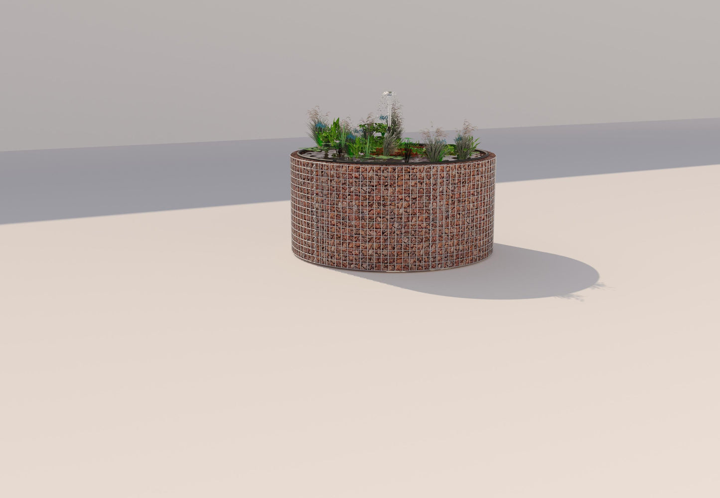 Schanskorven verhoogde vijver, rond, buitendiameter 172 cm, hoogte 80 cm, maaswijdte 5 x 5 cm, wanddikte 15 cm