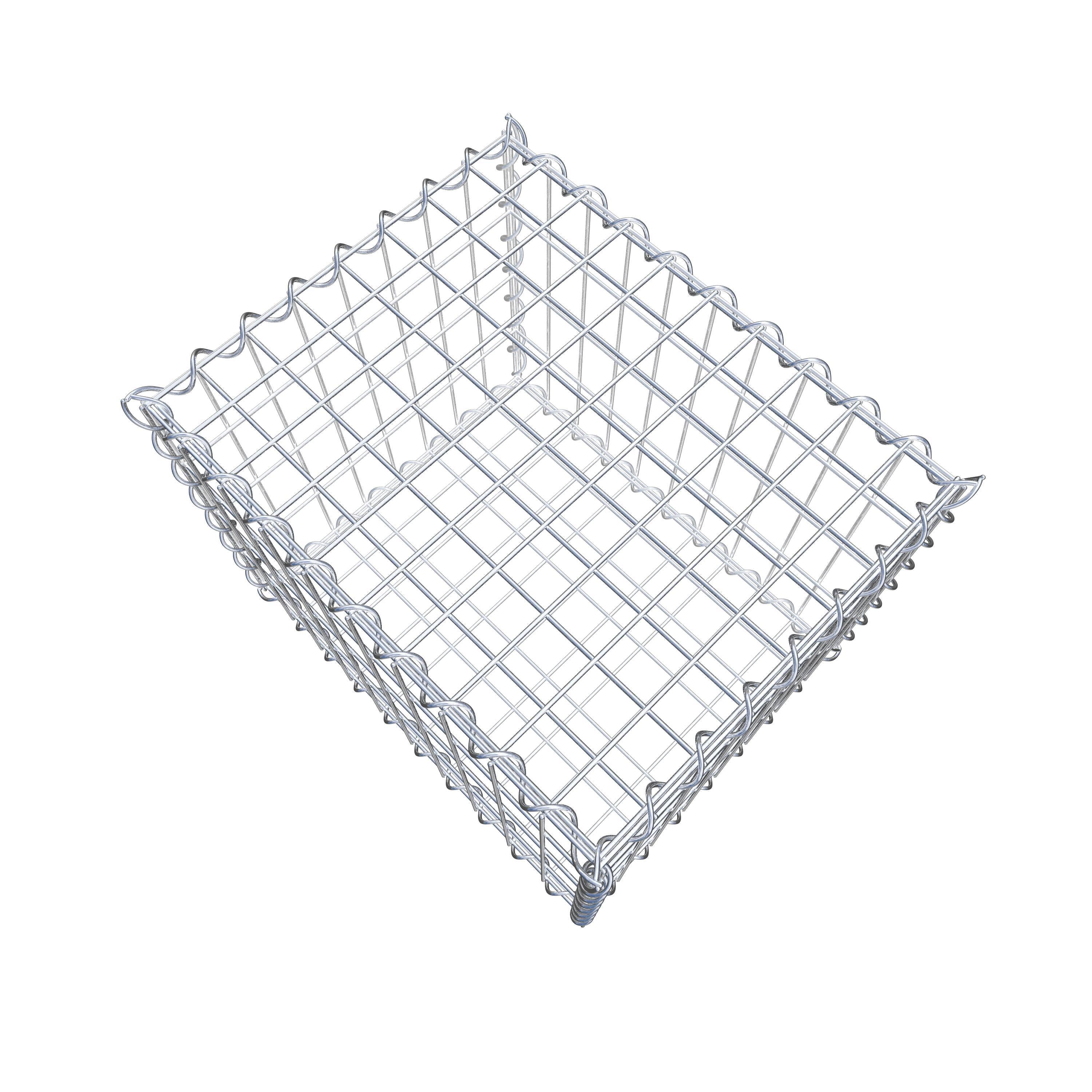 Schanskorf 50 cm x 40 cm x 40 cm (L x H x D), maaswijdte 5 cm x 10 cm, spiraalvormig