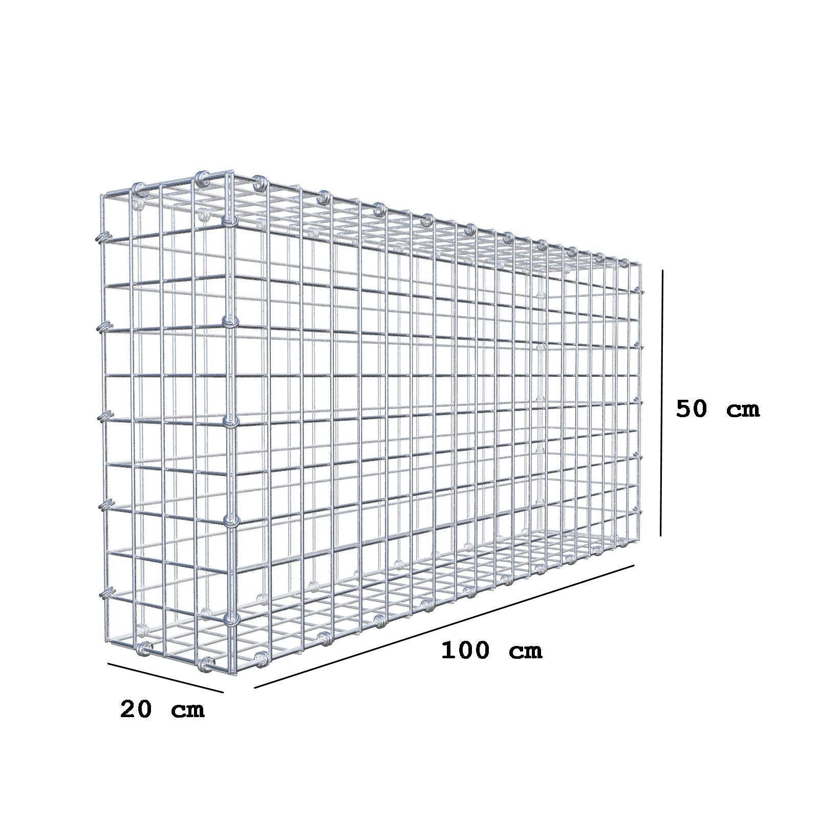 Gabion 100 cm x 50 cm x 20 cm (L x H x D), mesh size 5 x 5 cm, spiral ring