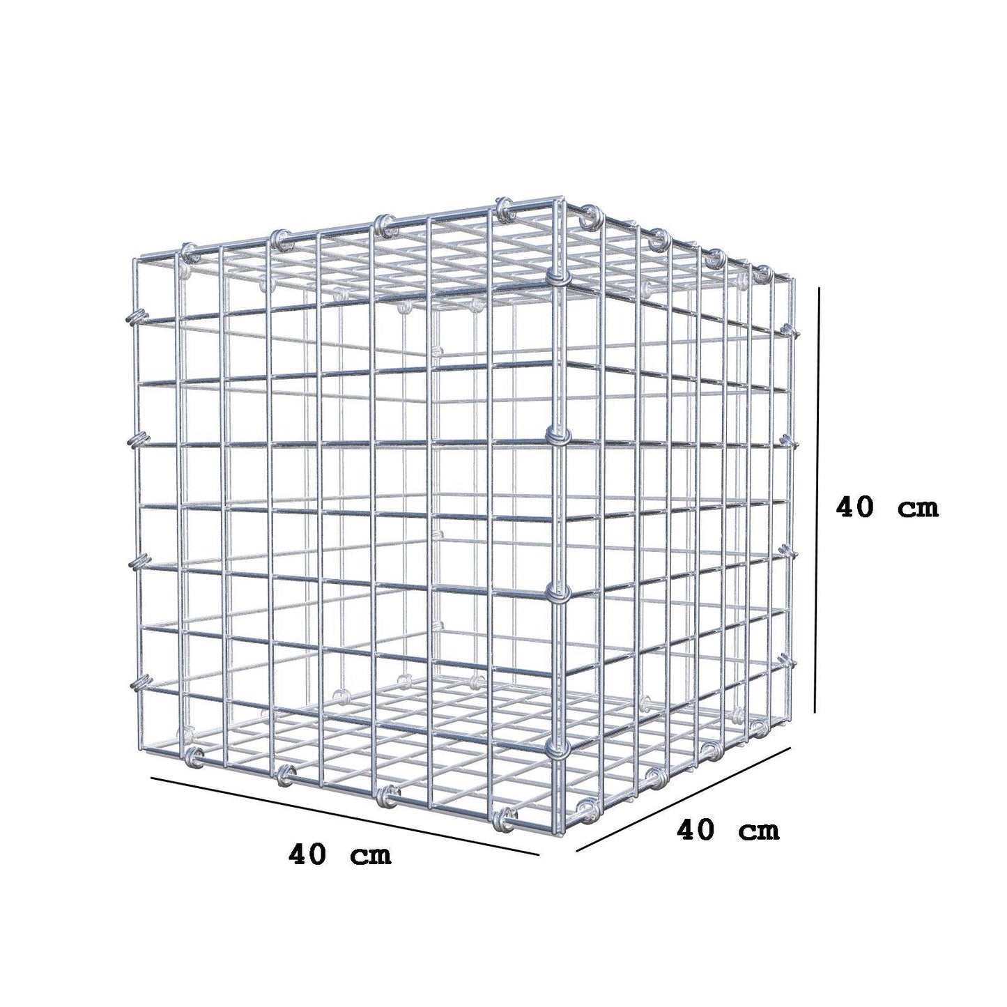 Gabion 40 cm x 40 cm x 40 cm (L x H x P), mailles 5 x 5 cm, anneau en spirale