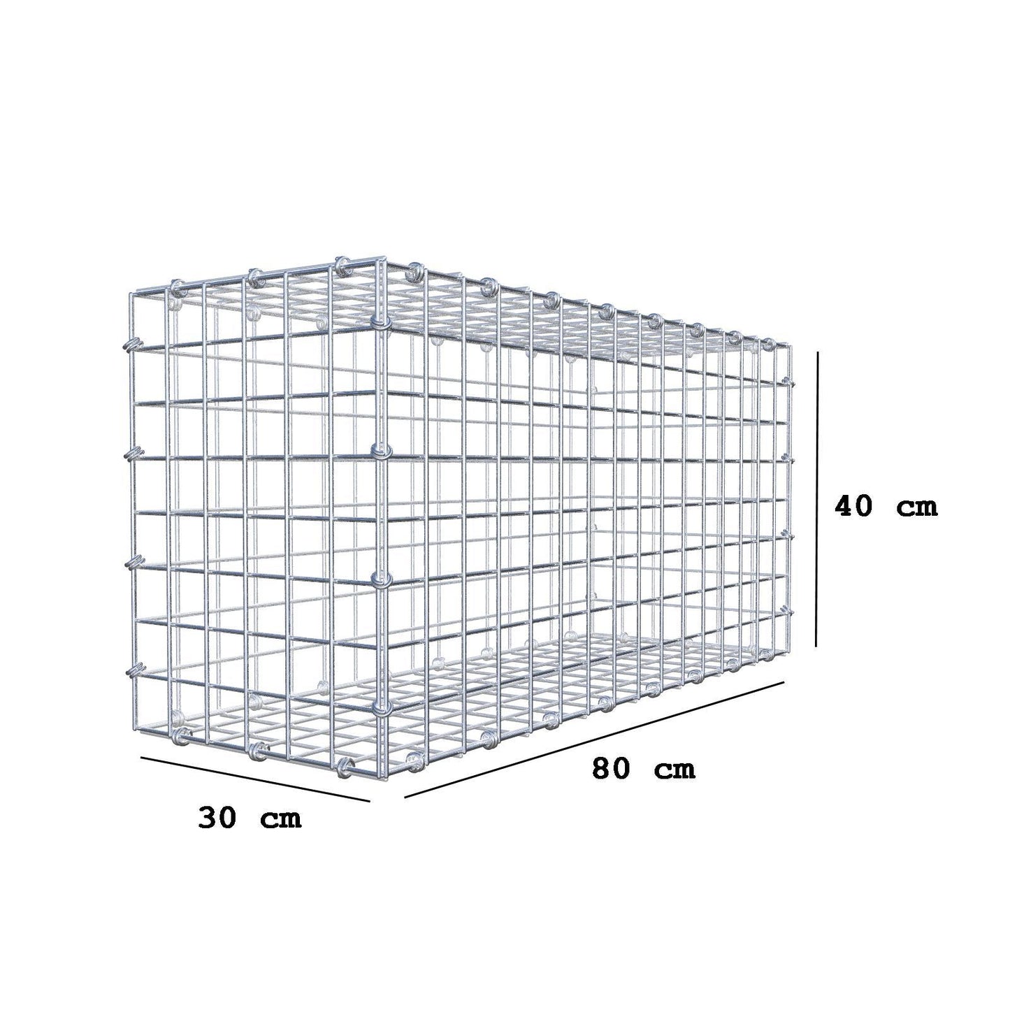 Gabion 80 cm x 40 cm x 30 cm (L x H x P), mailles 5 x 5 cm, anneau en spirale