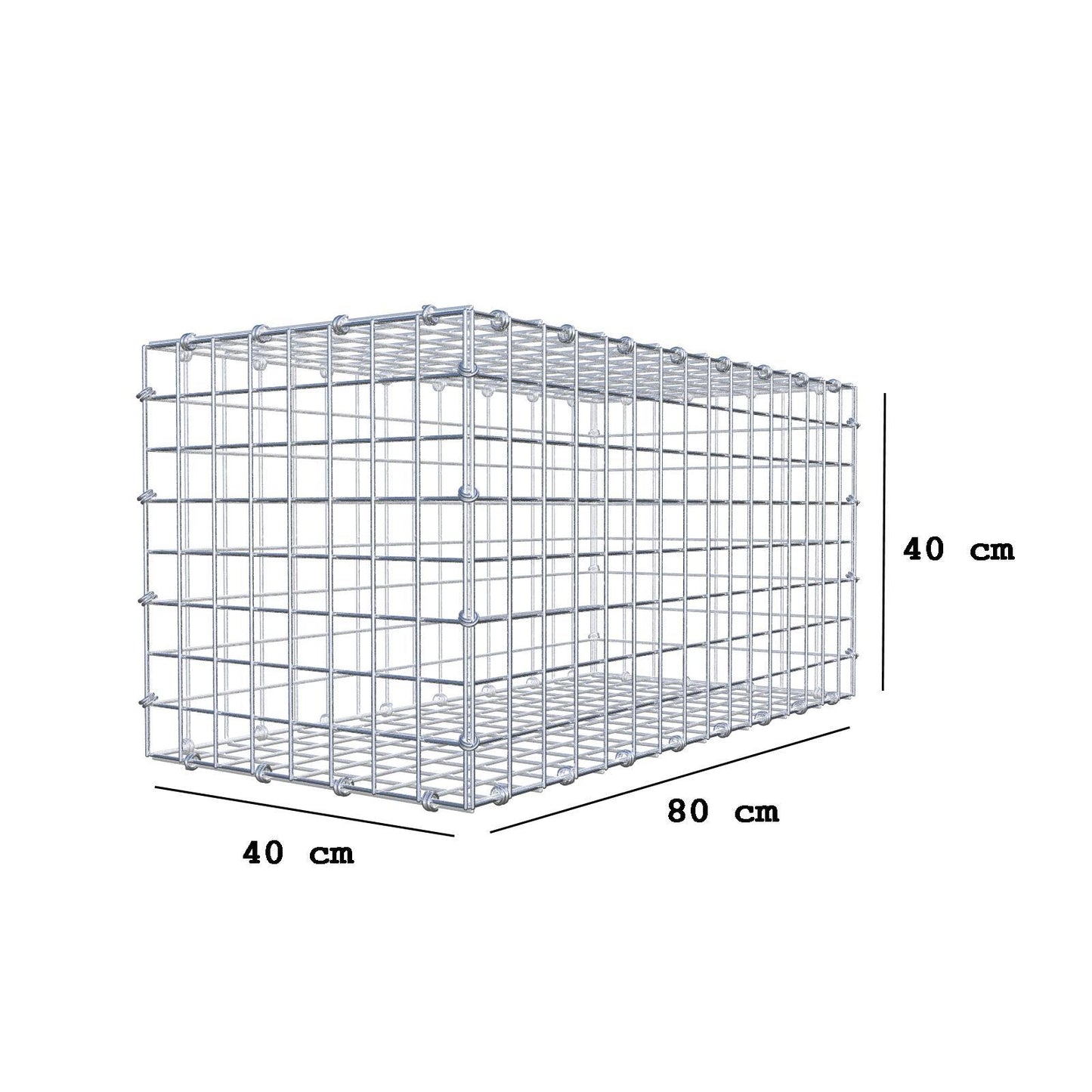 Gabion 80 cm x 40 cm x 40 cm (L x H x P), mailles 5 x 5 cm, anneau en spirale