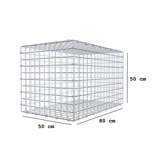 Gabion 80 cm x 50 cm x 50 cm (L x H x P), mailles 5 x 5 cm, anneau en spirale