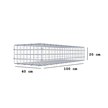 Gabião 100 cm x 20 cm x 40 cm (C x A x P), malhagem 5 x 5 cm, anel espiral