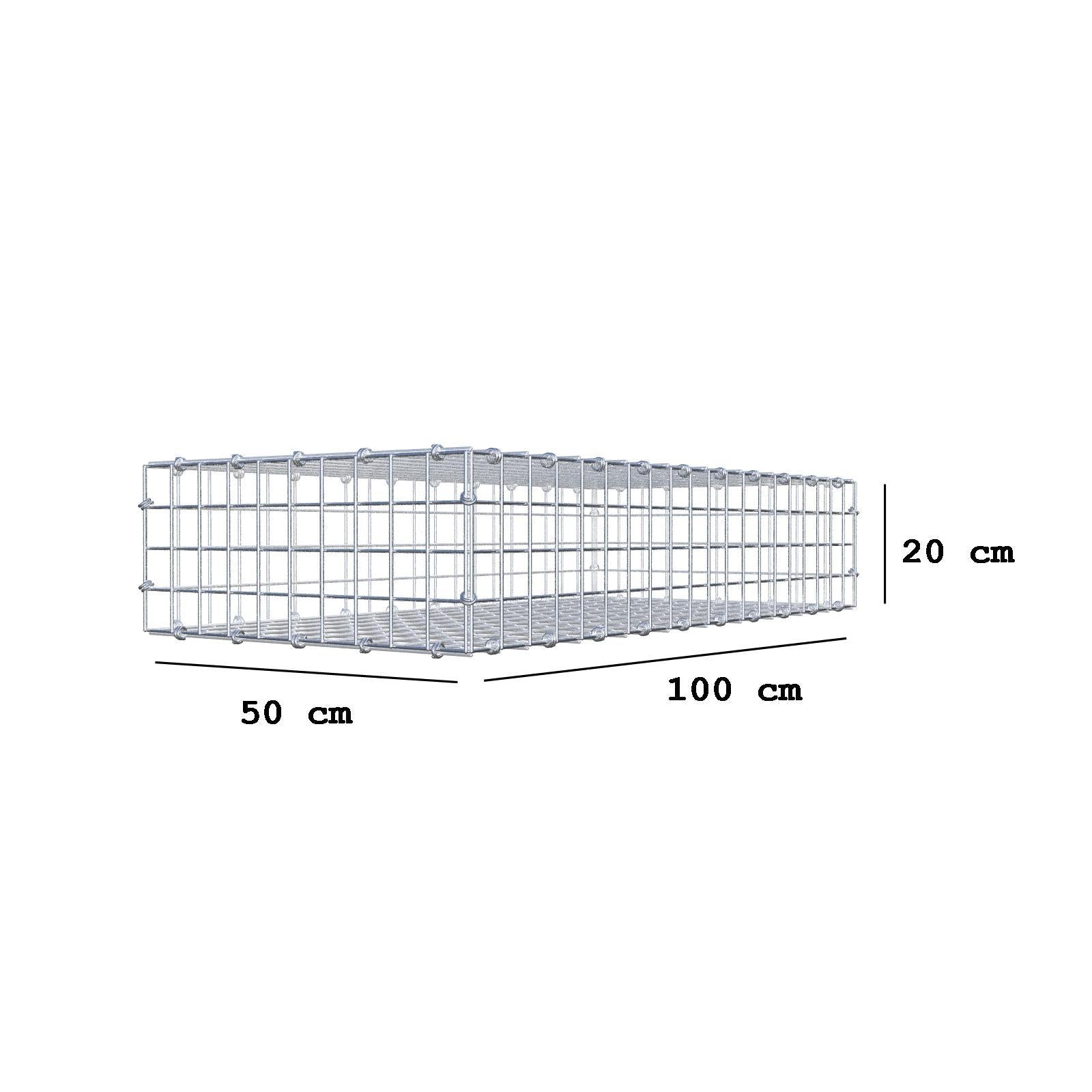 Gavión 100 cm x 20 cm x 50 cm (L x A x P), luz de malla 5 x 5 cm, anillo en espiral
