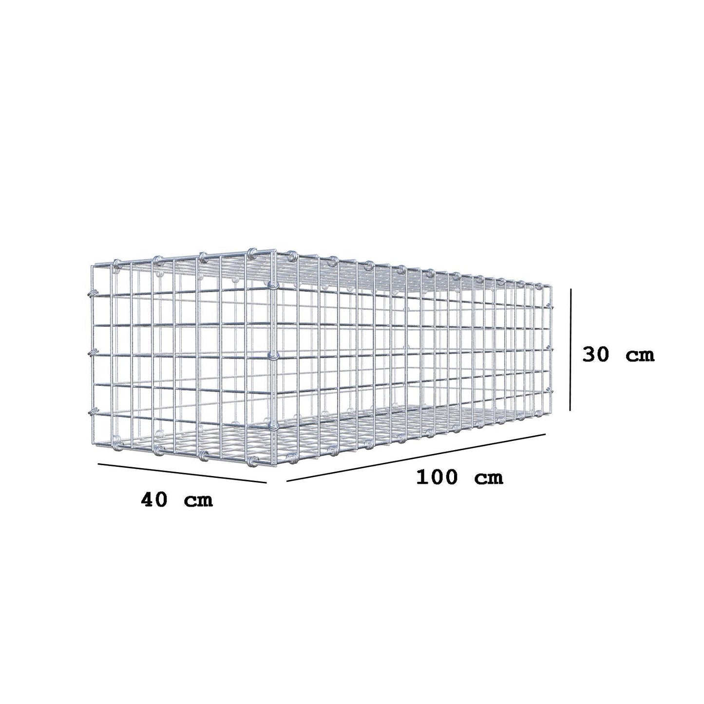 Gabion 100 cm x 30 cm x 40 cm (L x H x P), mailles 5 x 5 cm, anneau en spirale