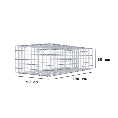 Gabion 100 cm x 30 cm x 50 cm (L x H x D), maskestørrelse 5 x 5 cm, spiralring