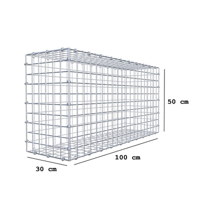 Gabion 100 cm x 50 cm x 30 cm (L x H x D), maskestørrelse 5 x 5 cm, spiralring