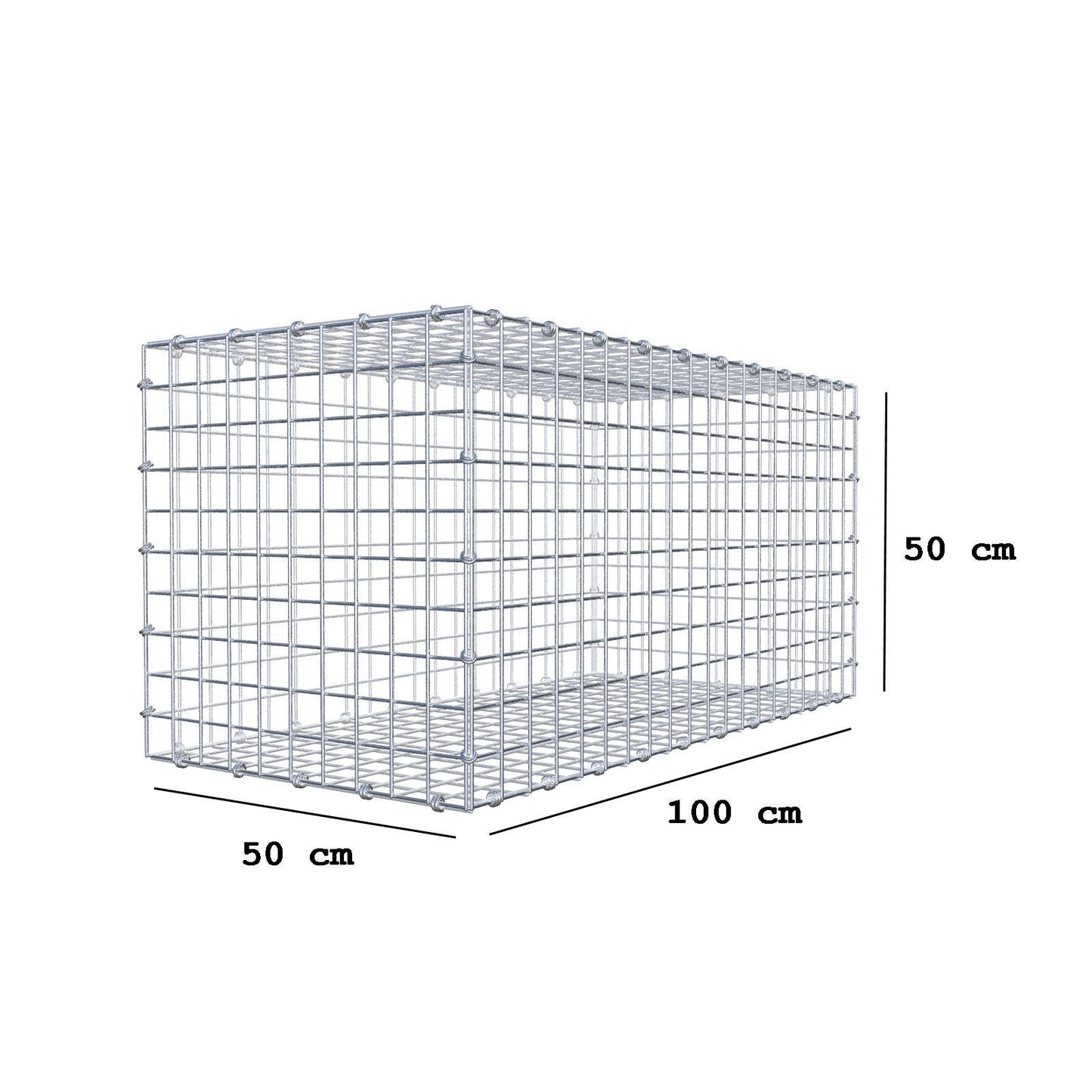 Gabion 100 cm x 50 cm x 50 cm (L x H x P), mailles 5 x 5 cm, anneau en spirale