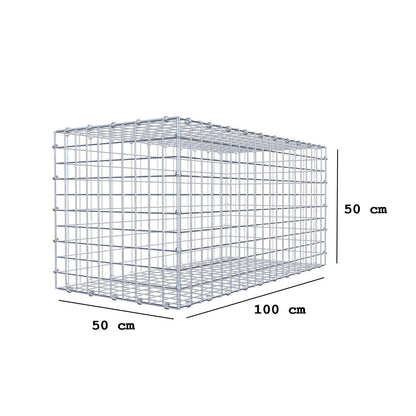 Gabion 100 cm x 50 cm x 50 cm (L x H x P), mailles 5 x 5 cm, anneau en spirale