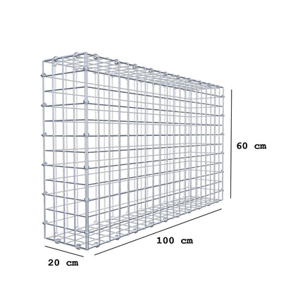 Gabion 100 cm x 60 cm x 20 cm (L x H x P), mailles 5 x 5 cm, anneau en spirale