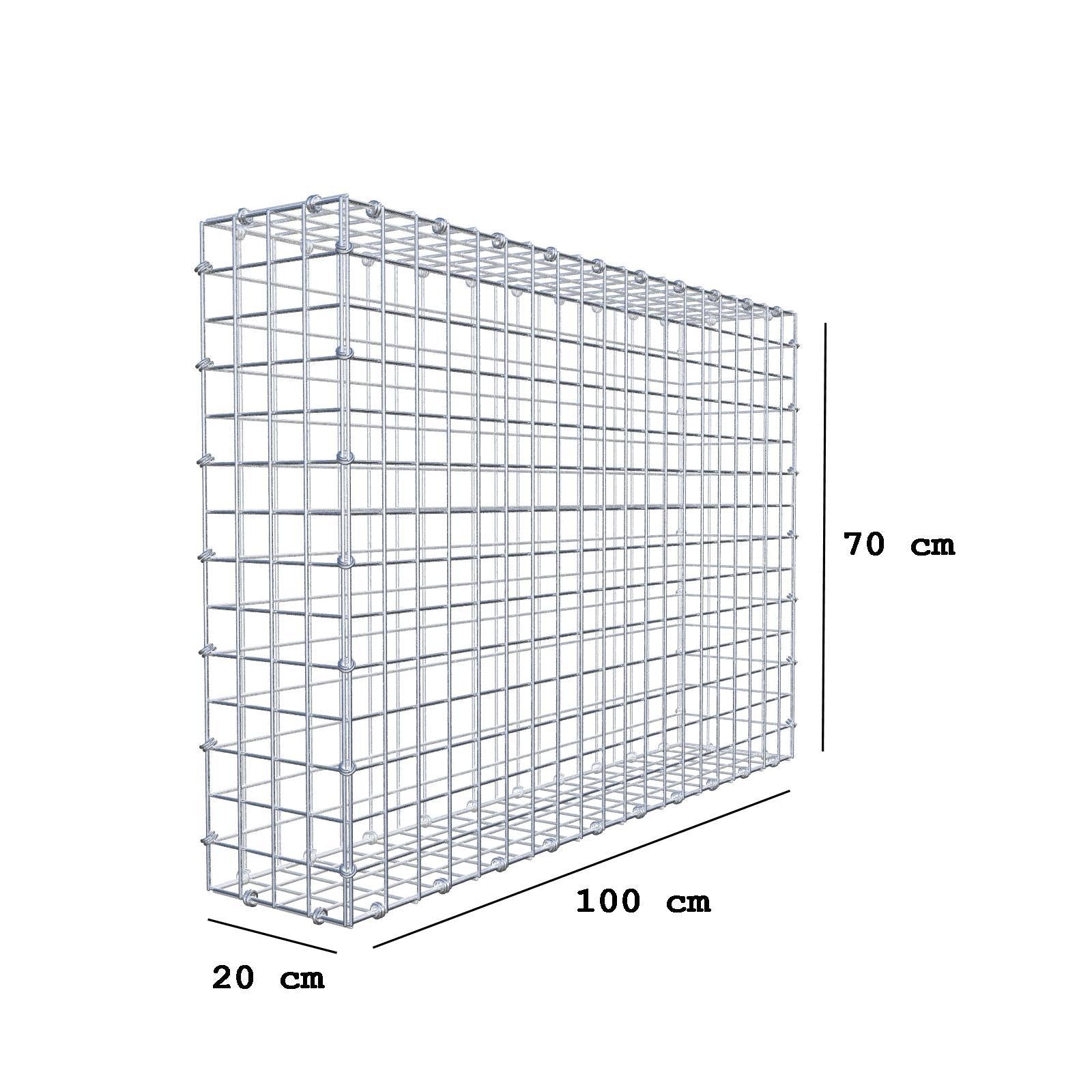 Gabion 100 cm x 70 cm x 20 cm (L x H x D), mesh size 5 x 5 cm, spiral ring