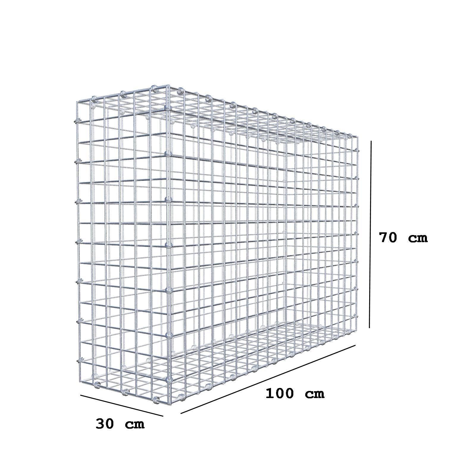 Gabion 100 cm x 70 cm x 30 cm (L x H x D), mesh size 5 x 5 cm, spiral ring