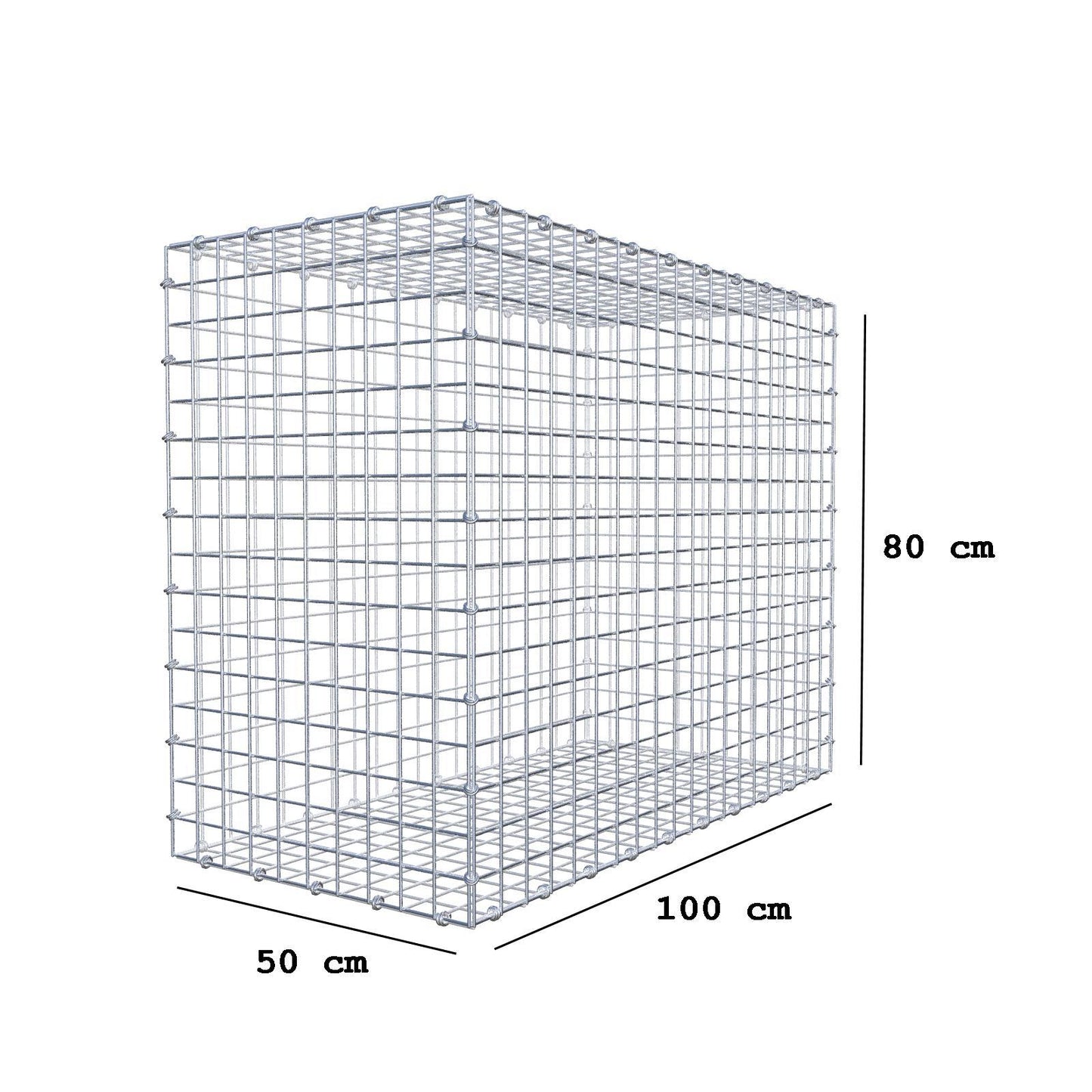 Gabion 100 cm x 80 cm x 50 cm (L x H x P), mailles 5 x 5 cm, anneau en spirale
