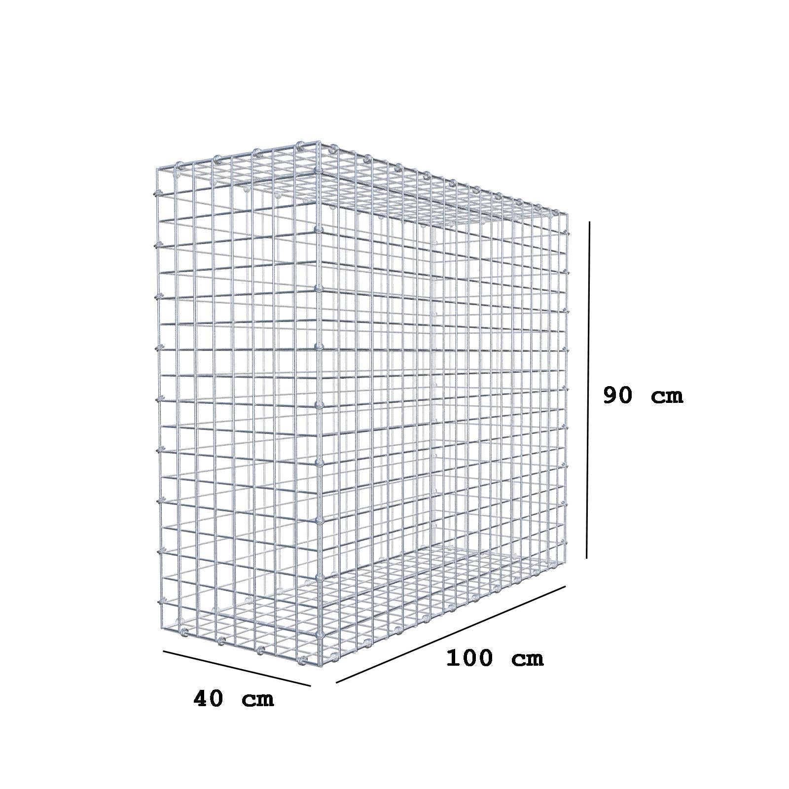 Schanskorf 100 cm x 90 cm x 40 cm (L x H x D), maaswijdte 5 x 5 cm, spiraalring