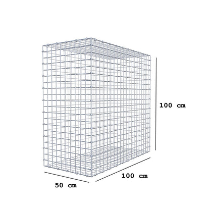 Gabion 100 cm x 100 cm x 50 cm (L x H x P), mailles 5 x 5 cm, anneau en spirale