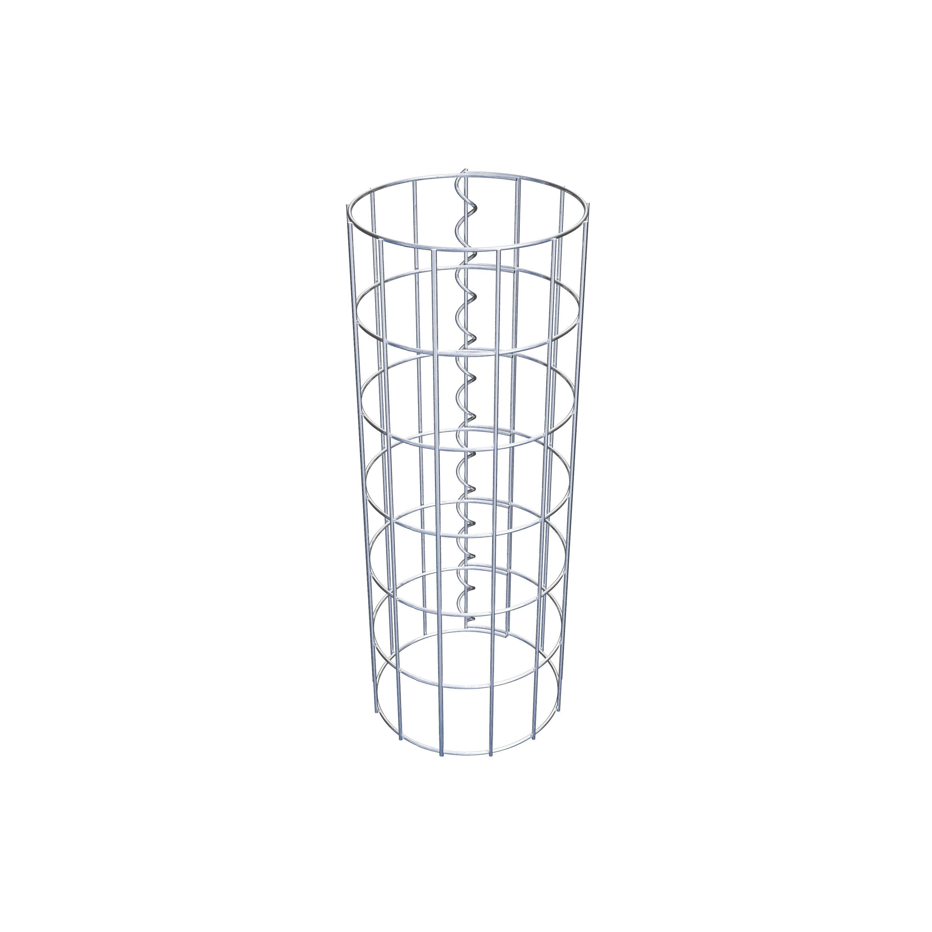 Coluna de gabião com diâmetro de 22 cm, malha redonda de 5 x 10 cm