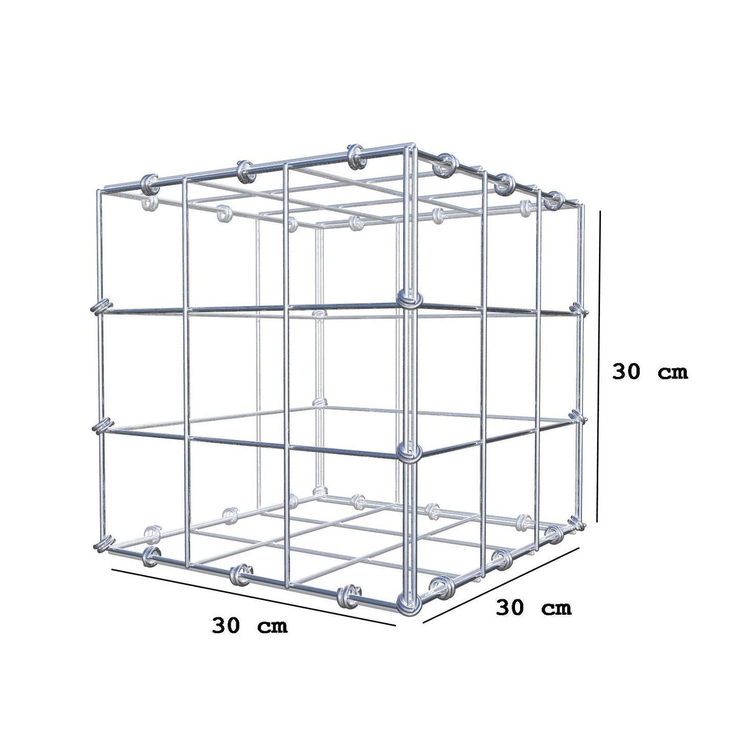 Gabion 30 cm x 30 cm x 30 cm (L x H x P), mailles 10 x 10 cm, anneau en spirale