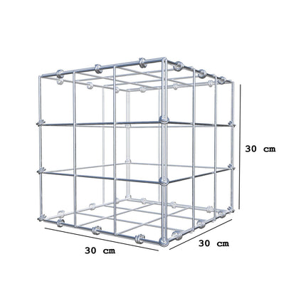 Gabion 30 cm x 30 cm x 30 cm (L x H x P), mailles 10 x 10 cm, anneau en spirale