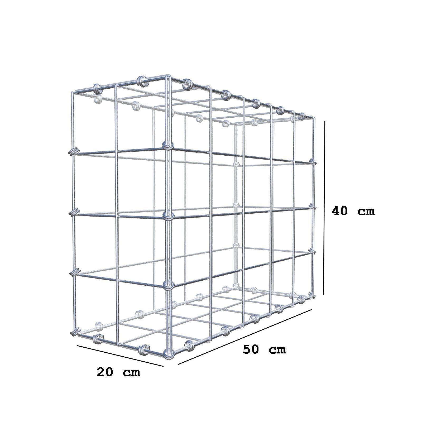 Gabion 50 cm x 40 cm x 20 cm (L x H x D), maskstorlek 10 x 10 cm, spiralring