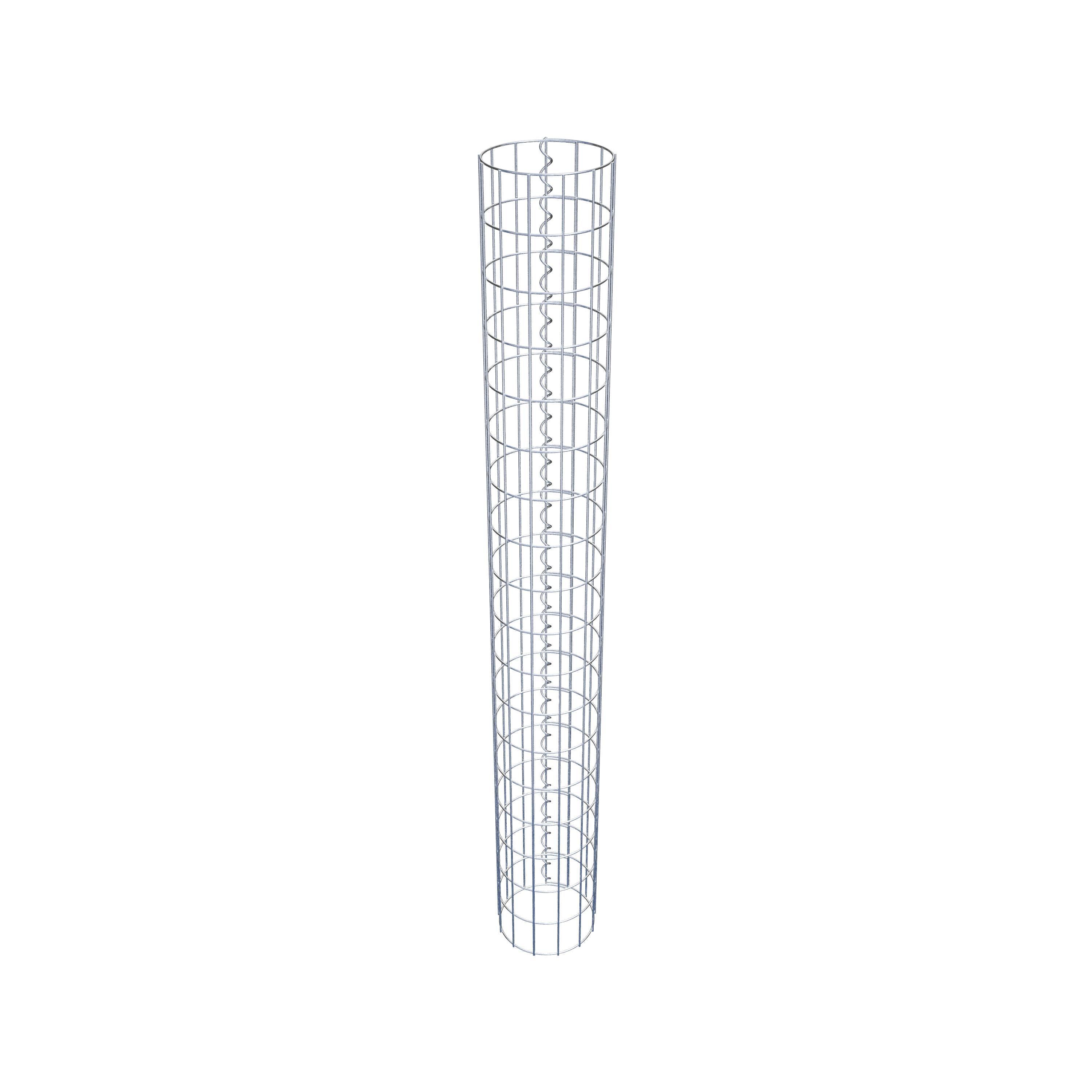 Coluna de gabião com diâmetro de 22 cm, malha redonda de 5 x 10 cm