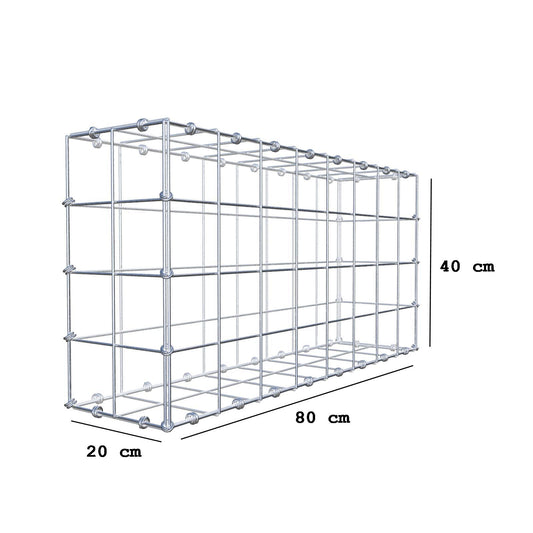 Gabion 80 cm x 40 cm x 20 cm (L x H x D), maskstorlek 10 x 10 cm, spiralring